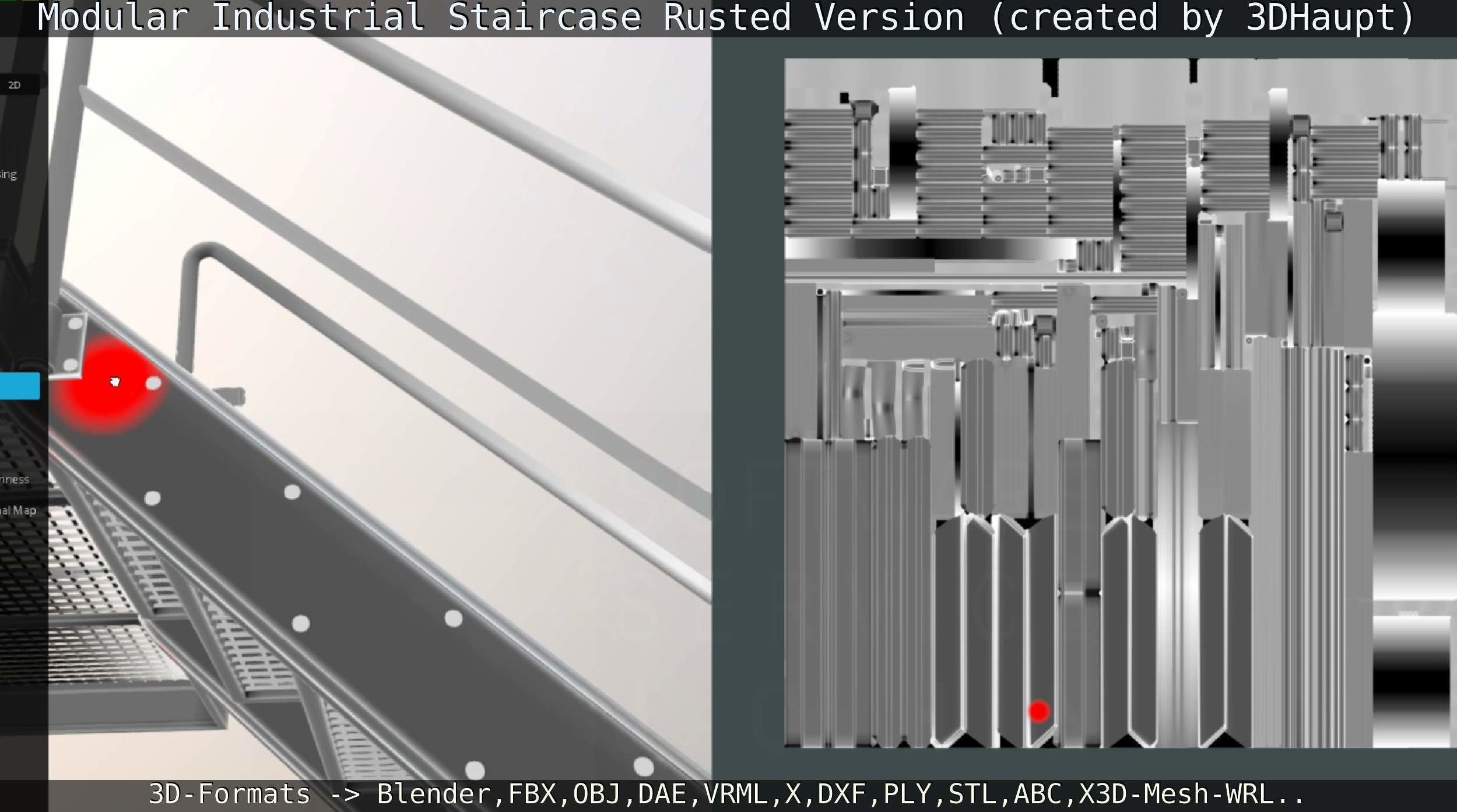 Modular Industrial Staircase Rusted Version - High-Poly 3D model_121