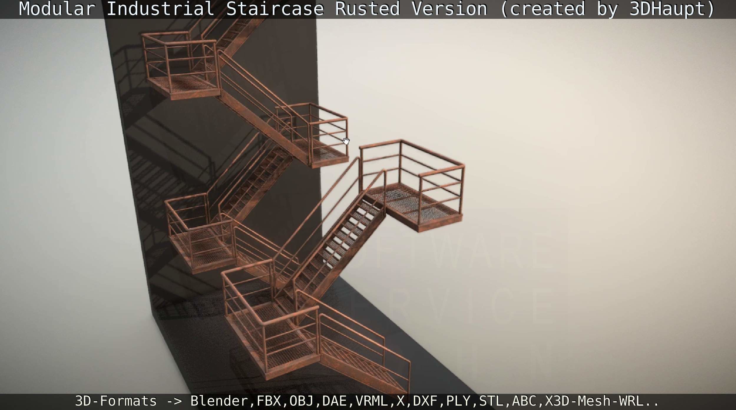 Modular Industrial Staircase Rusted Version - High-Poly 3D model_21