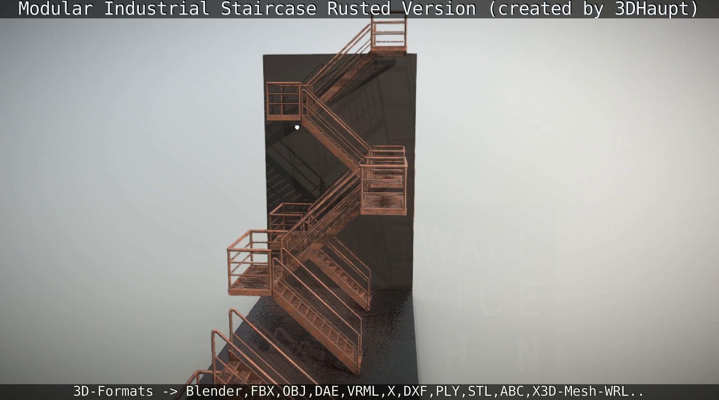 Modular Industrial Staircase Rusted Version - High-Poly 3D model_147