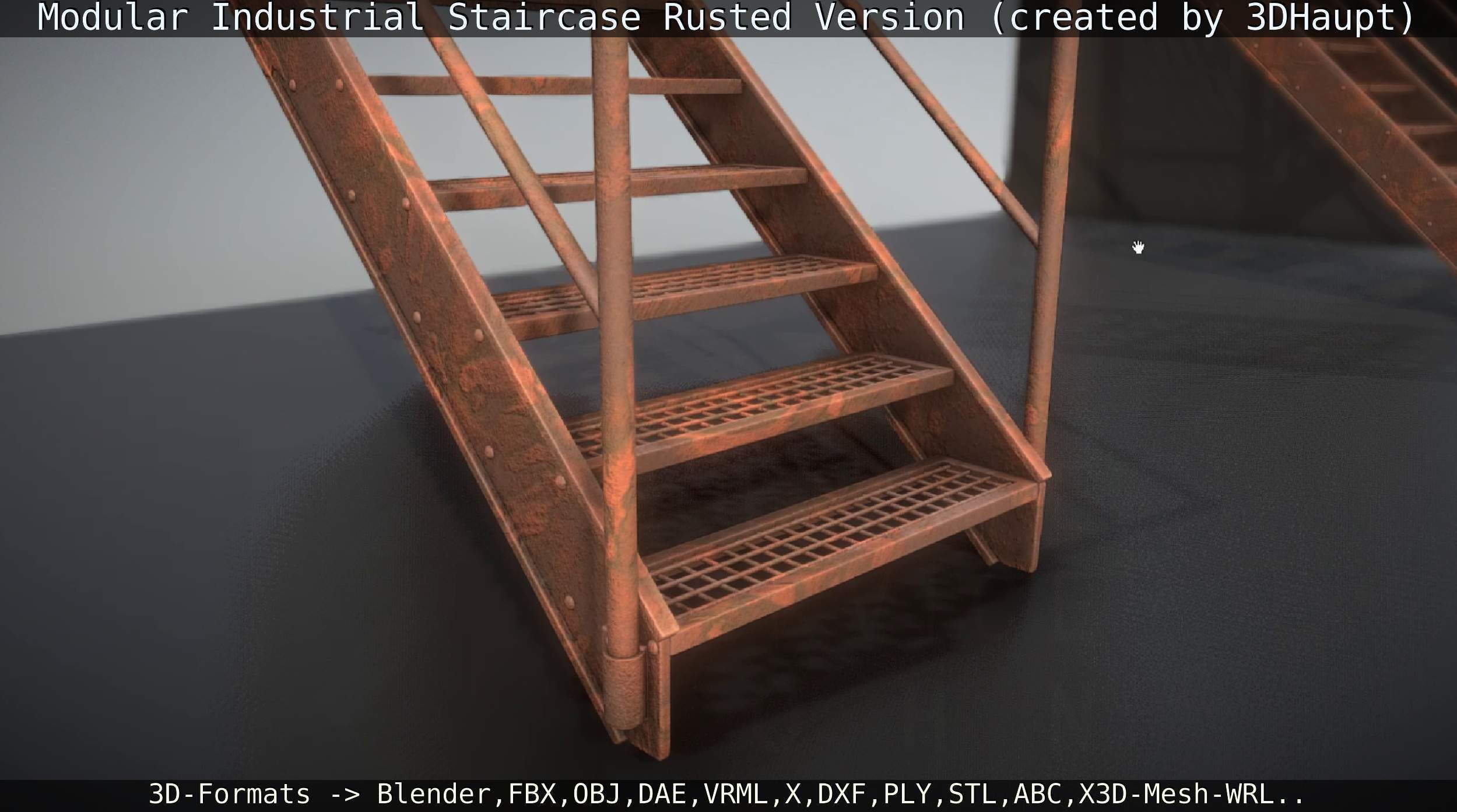 Modular Industrial Staircase Rusted Version - High-Poly 3D model_16