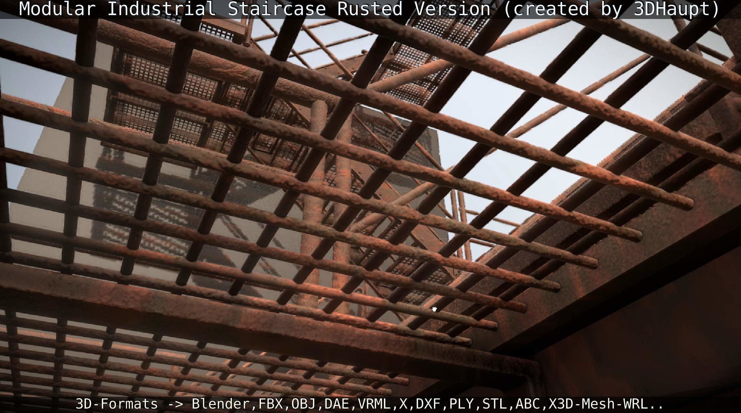 Modular Industrial Staircase Rusted Version - High-Poly 3D model_25