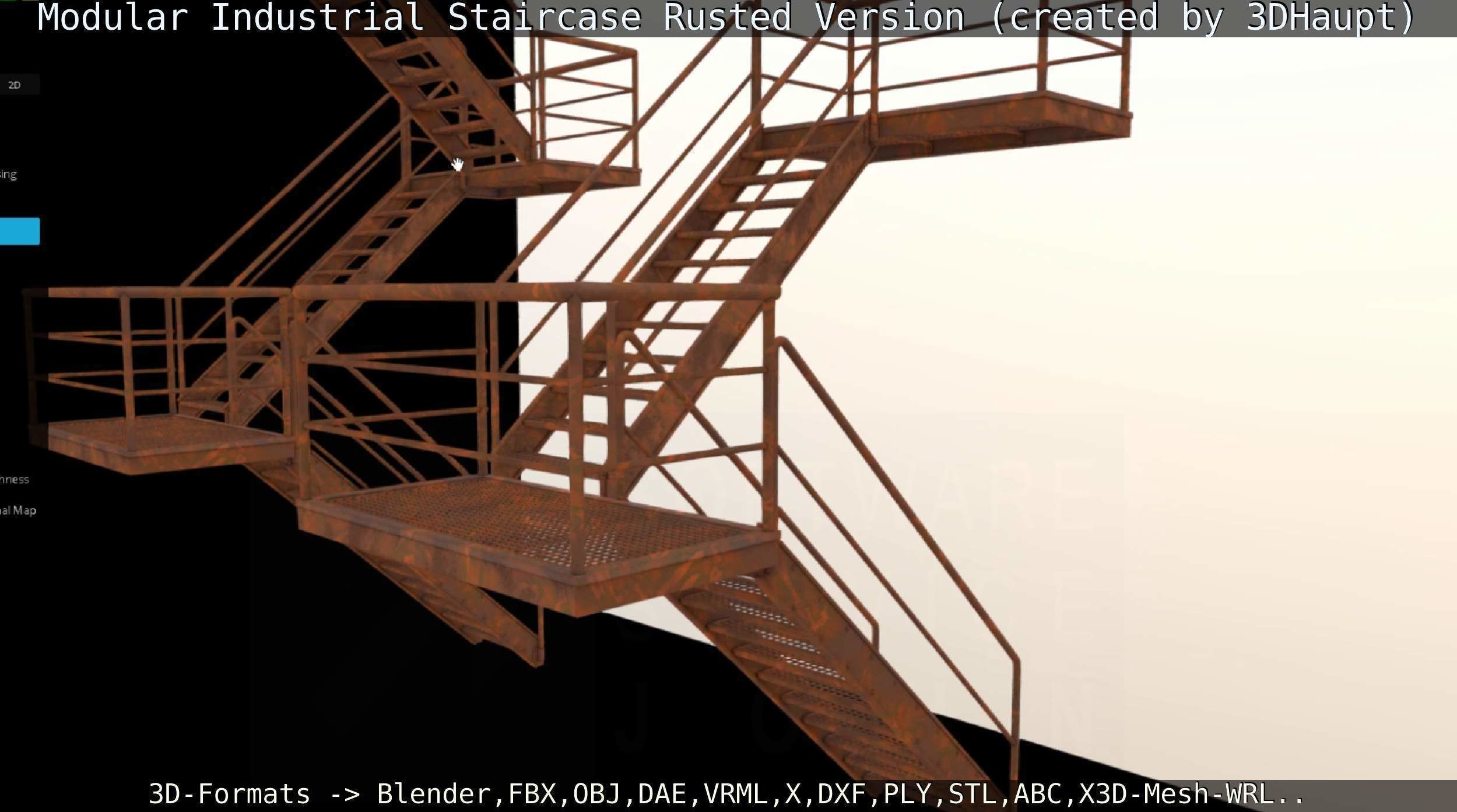 Modular Industrial Staircase Rusted Version - High-Poly 3D model_72