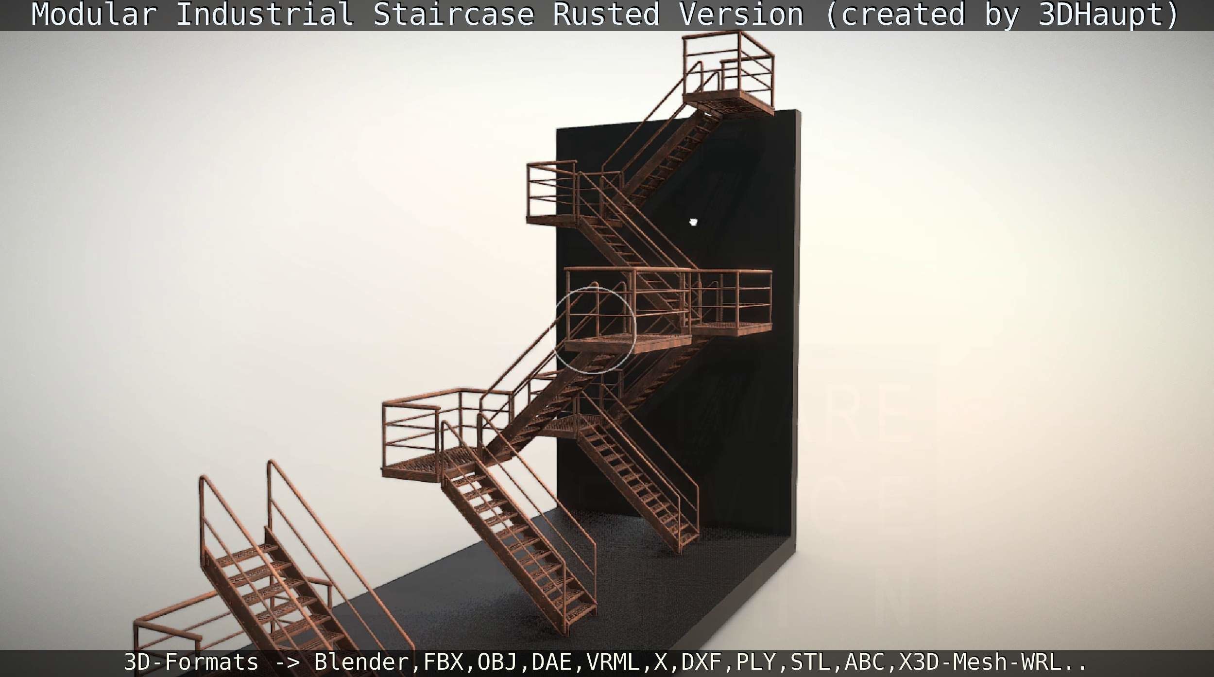 Modular Industrial Staircase Rusted Version - High-Poly 3D model_144