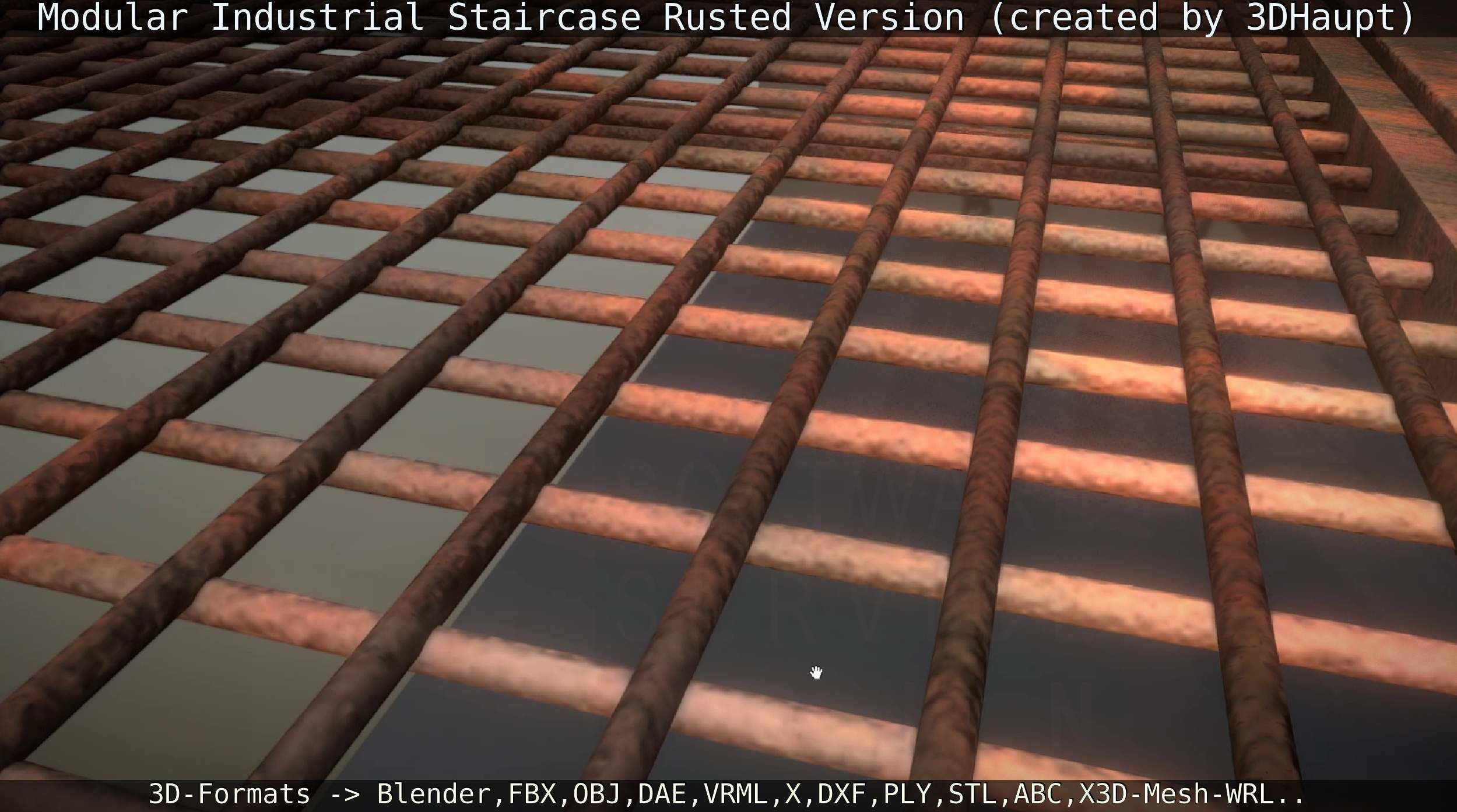 Modular Industrial Staircase Rusted Version - High-Poly 3D model_52