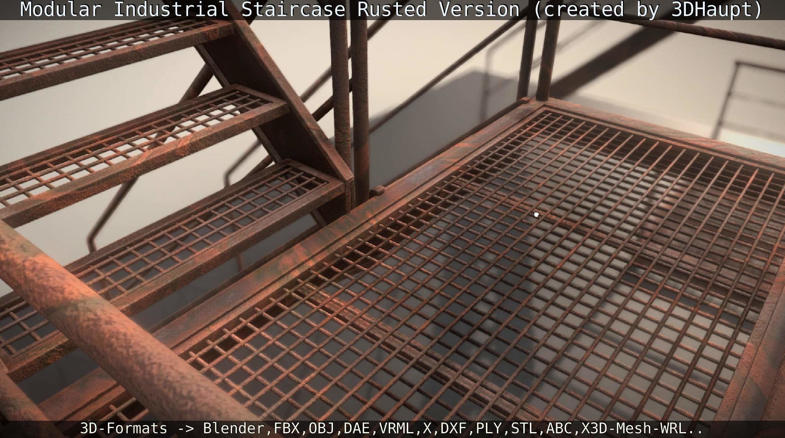 Modular Industrial Staircase Rusted Version - High-Poly 3D model_58