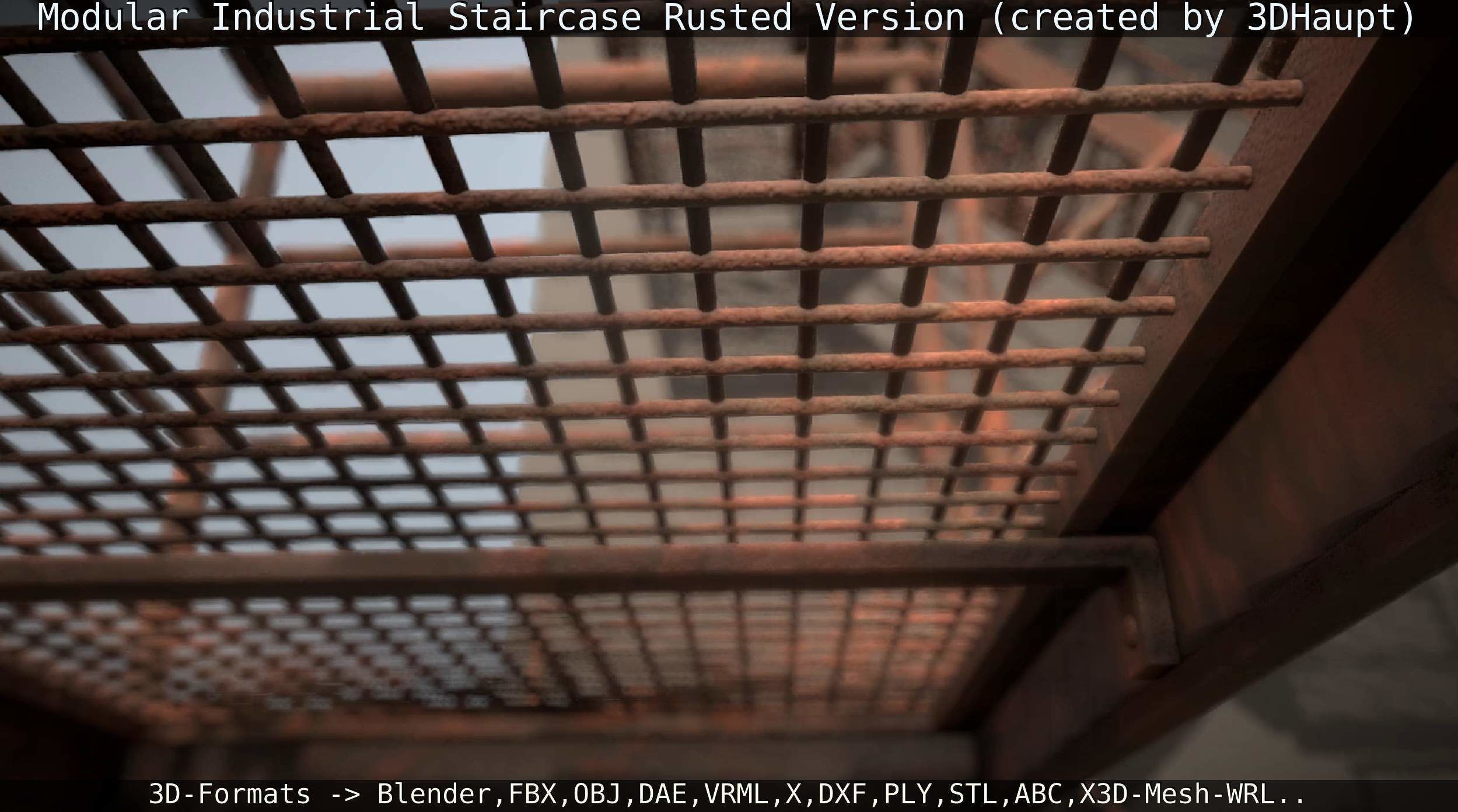 Modular Industrial Staircase Rusted Version - High-Poly 3D model_31