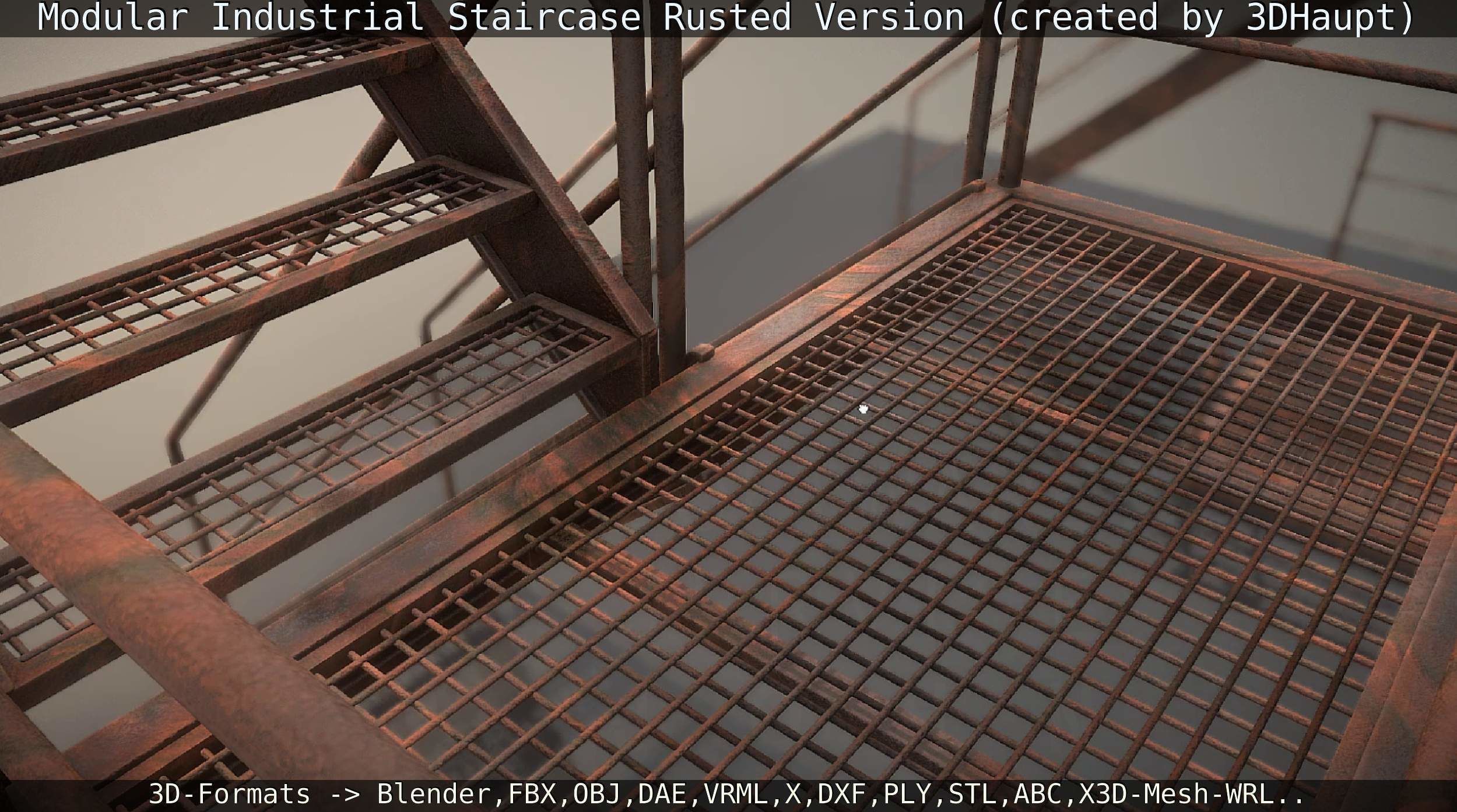Modular Industrial Staircase Rusted Version - High-Poly 3D model_62