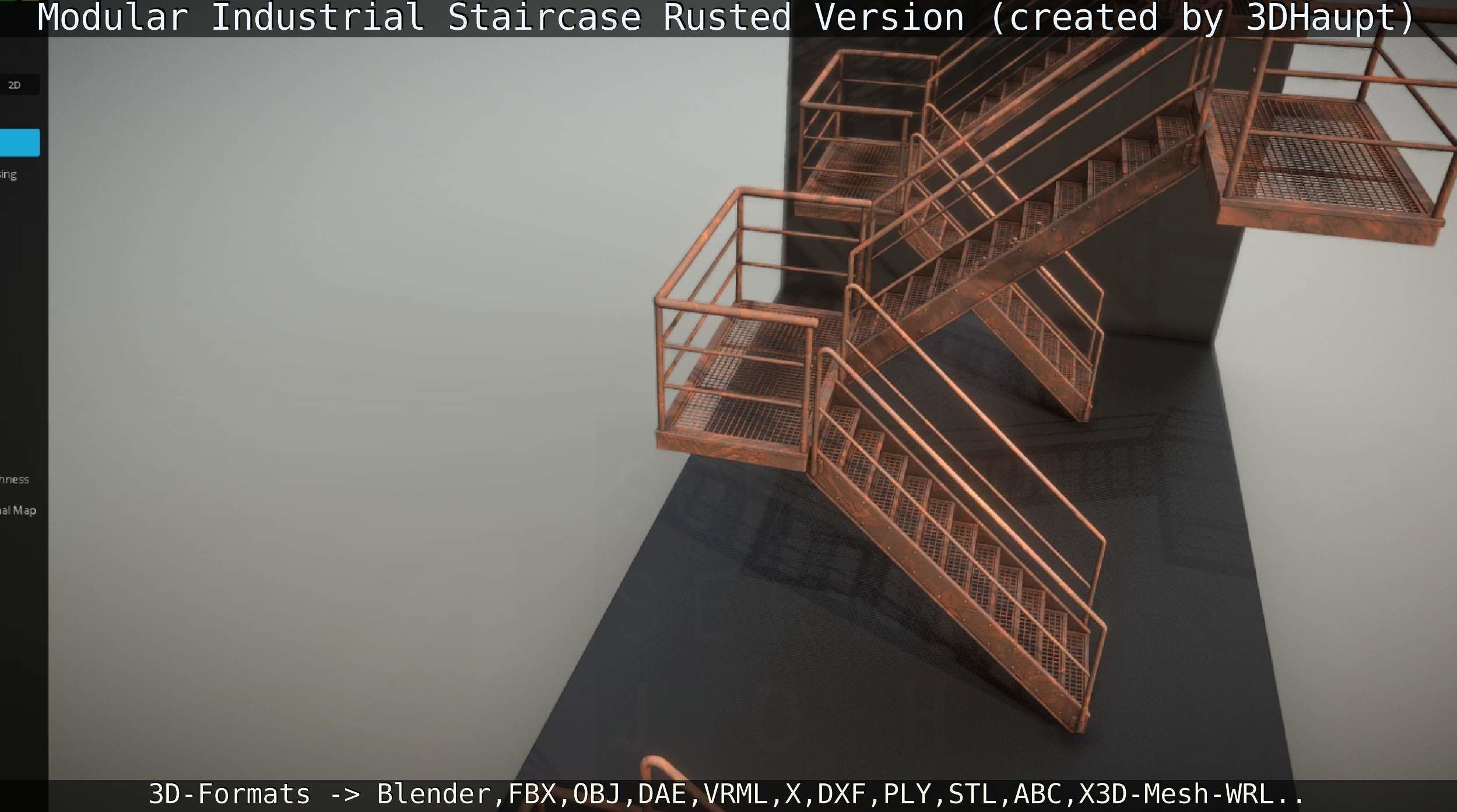 Modular Industrial Staircase Rusted Version - High-Poly 3D model_98