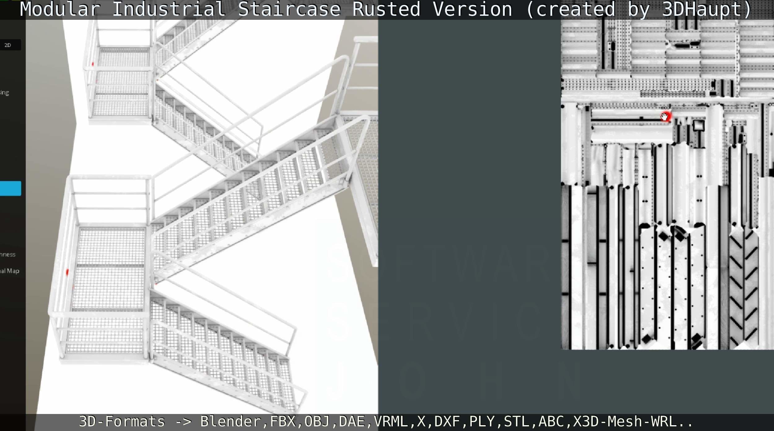 Modular Industrial Staircase Rusted Version - High-Poly 3D model_97