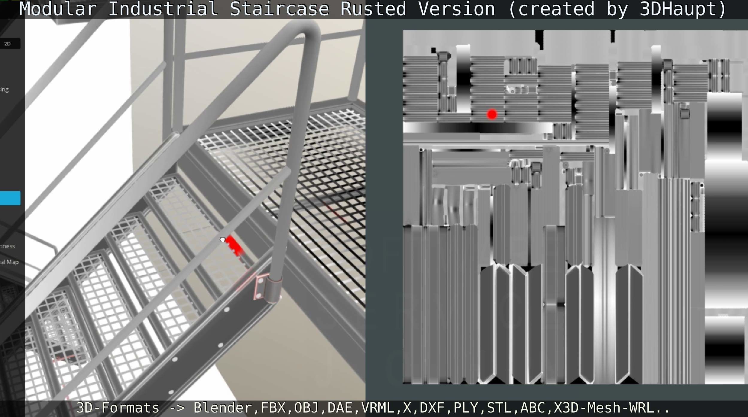 Modular Industrial Staircase Rusted Version - High-Poly 3D model_118