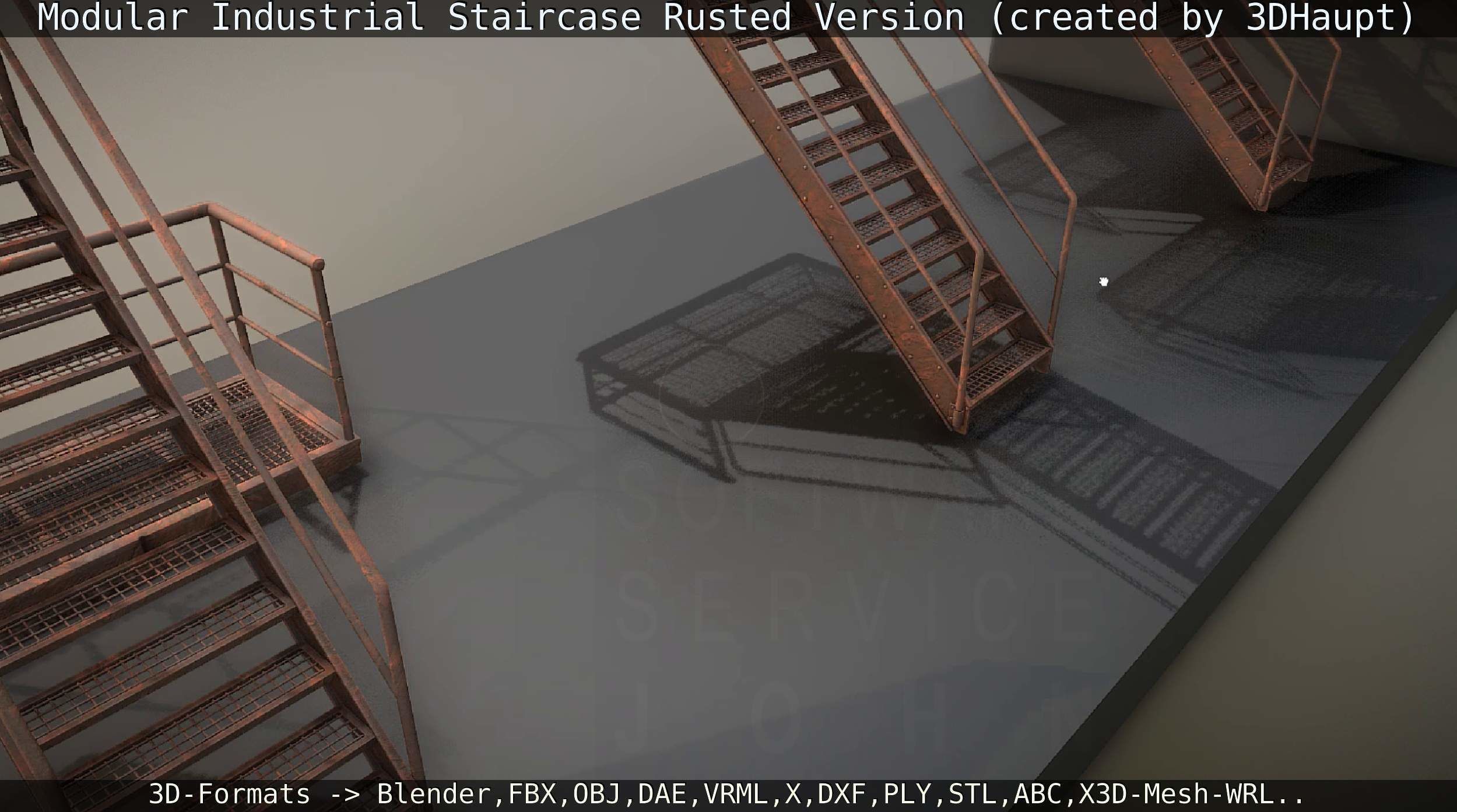 Modular Industrial Staircase Rusted Version - High-Poly 3D model_150