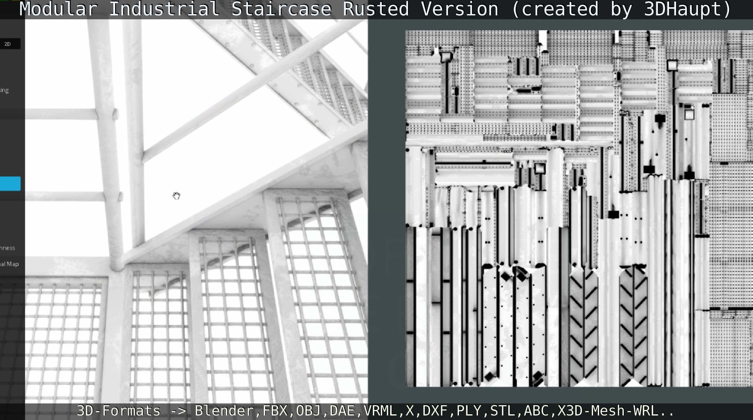 Modular Industrial Staircase Rusted Version - High-Poly 3D model_101