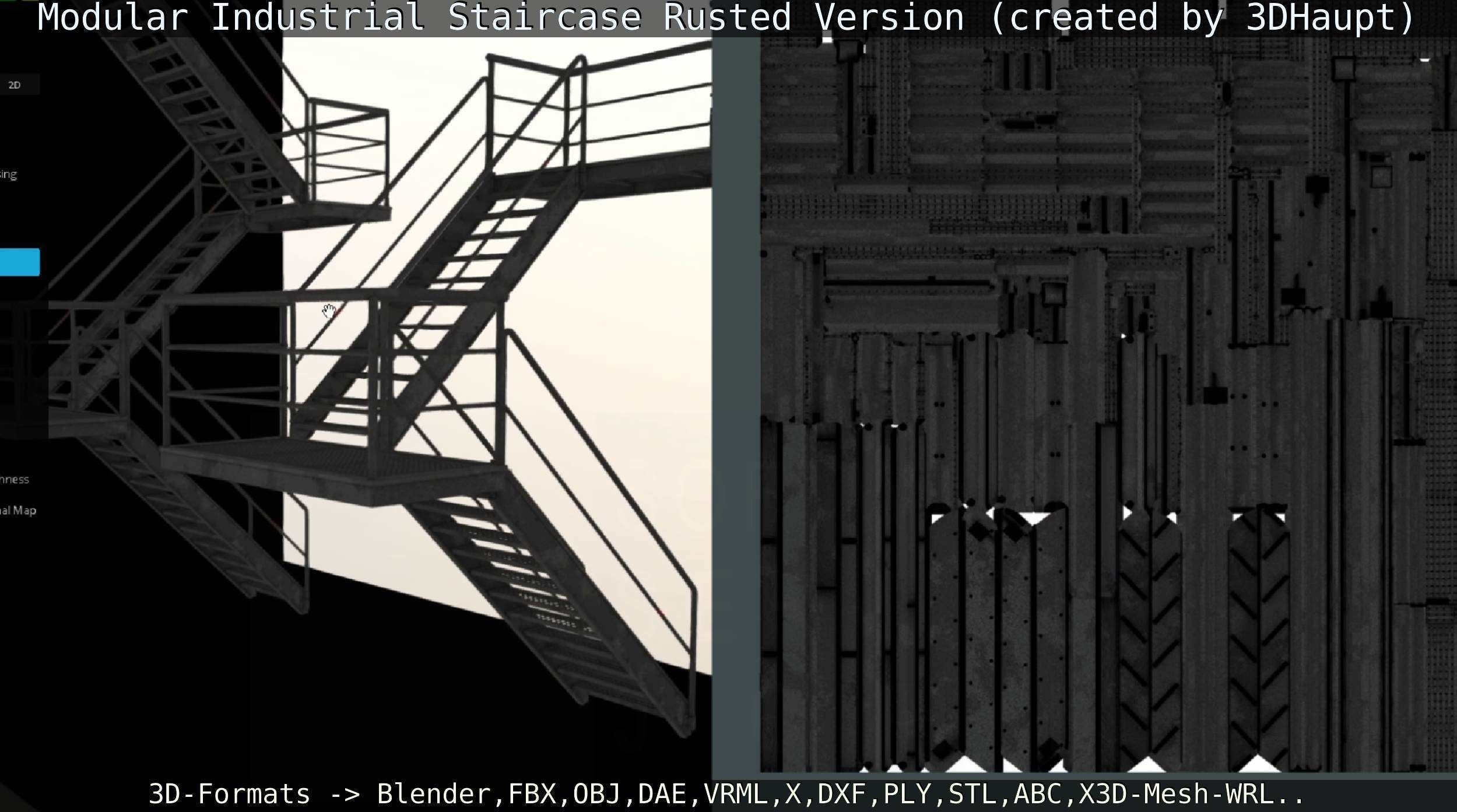 Modular Industrial Staircase Rusted Version - High-Poly 3D model_81