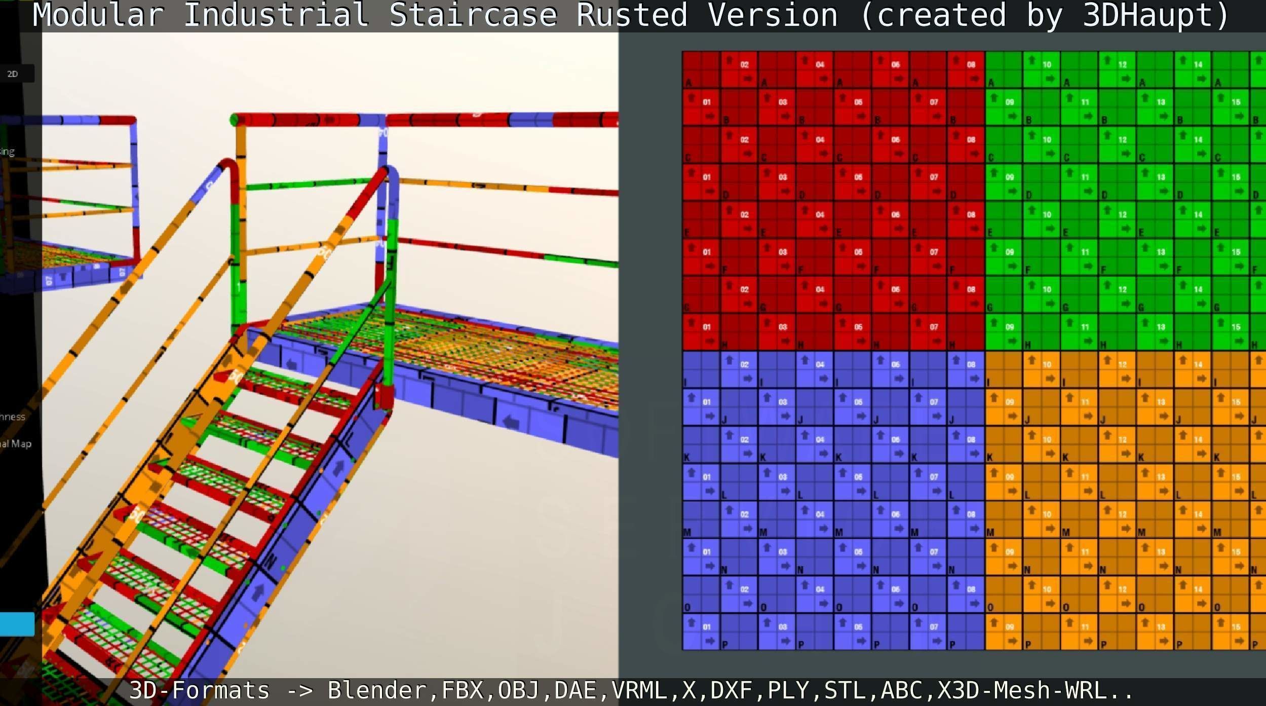 Modular Industrial Staircase Rusted Version - High-Poly 3D model_128