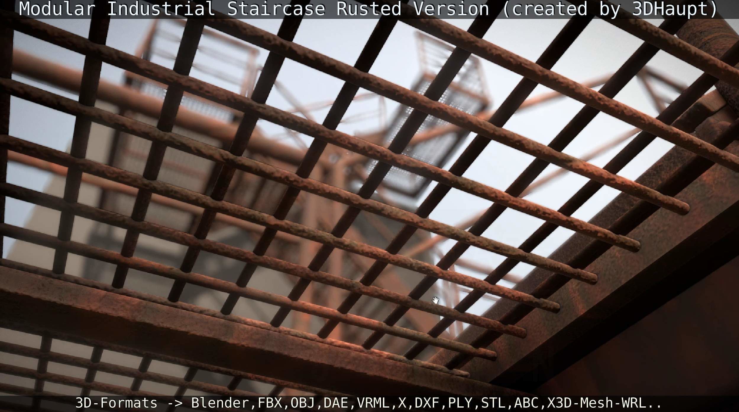 Modular Industrial Staircase Rusted Version - High-Poly 3D model_51