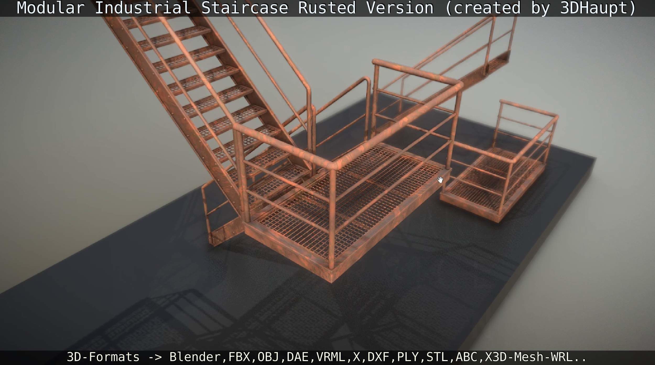Modular Industrial Staircase Rusted Version - High-Poly 3D model_69