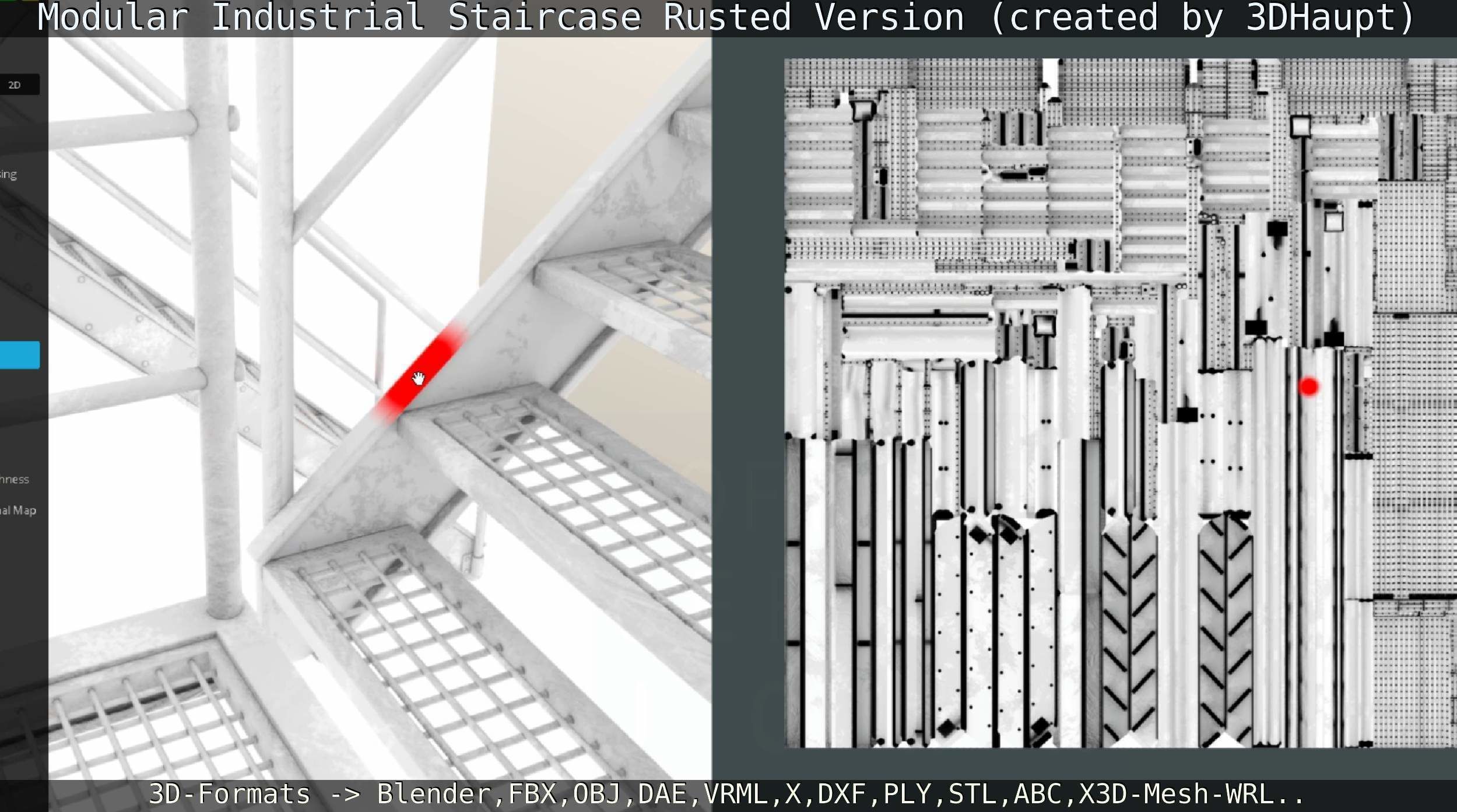 Modular Industrial Staircase Rusted Version - High-Poly 3D model_104