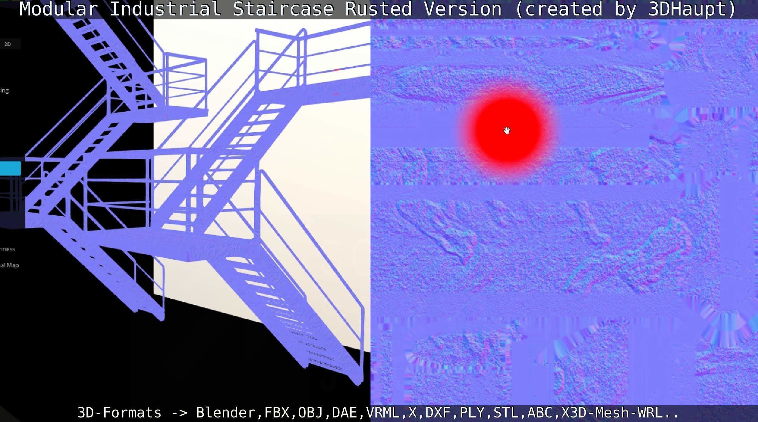 Modular Industrial Staircase Rusted Version - High-Poly 3D model_89