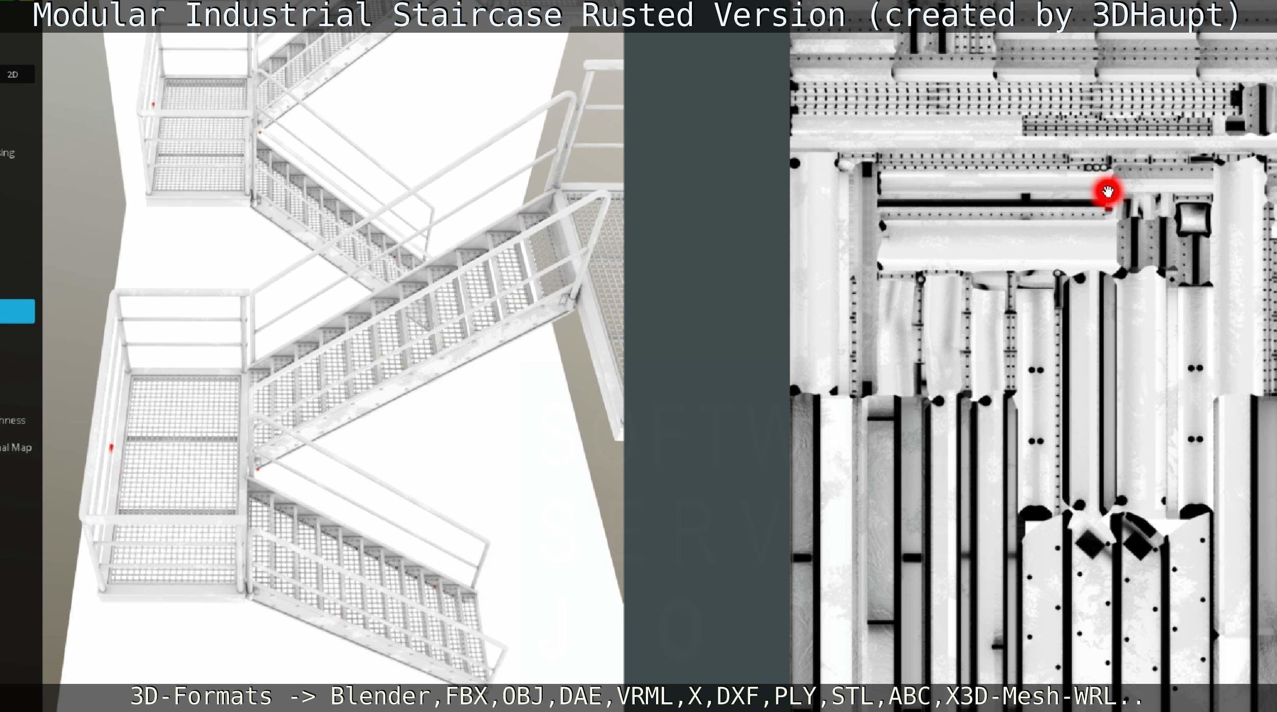 Modular Industrial Staircase Rusted Version - High-Poly 3D model_95