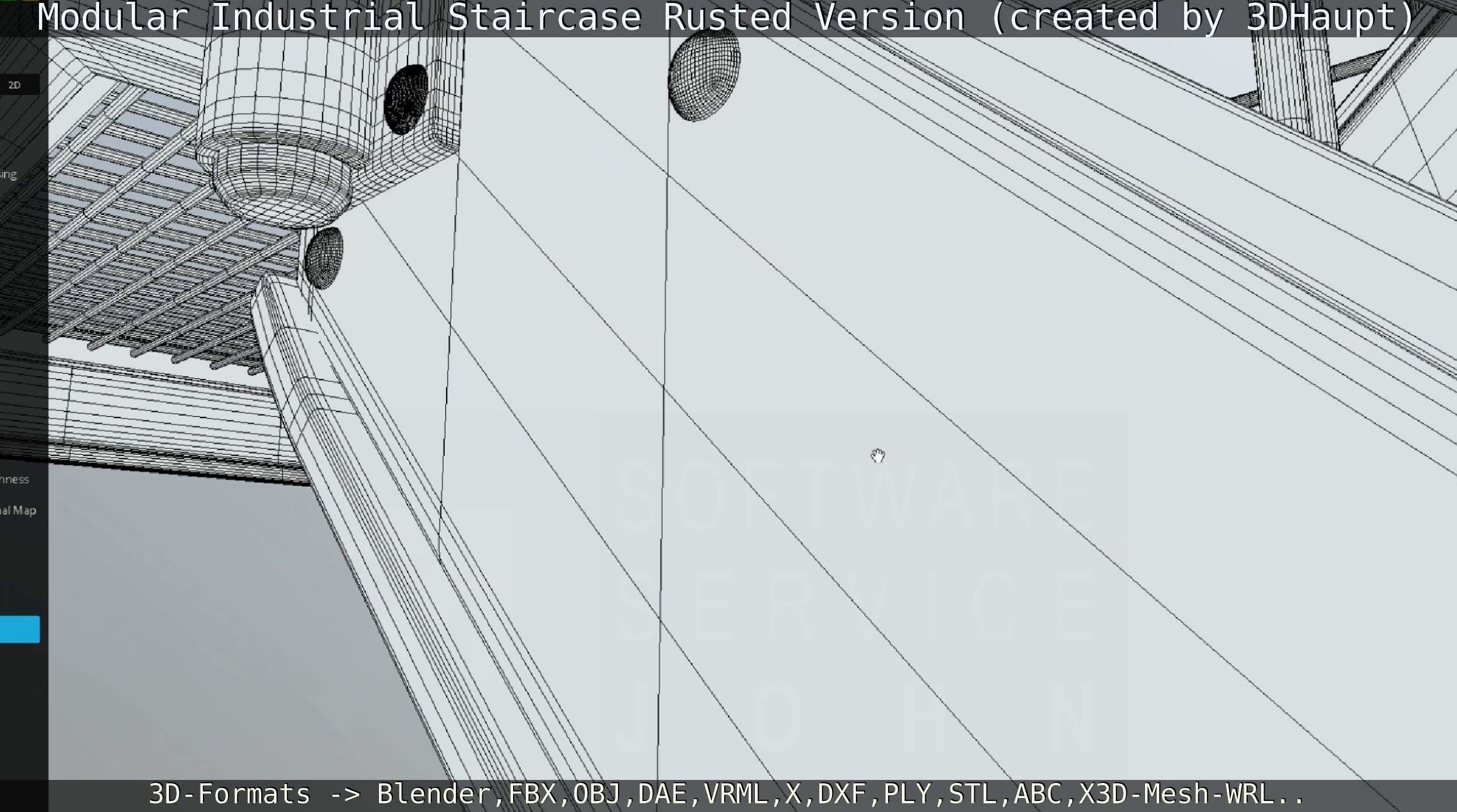 Modular Industrial Staircase Rusted Version - High-Poly 3D model_67