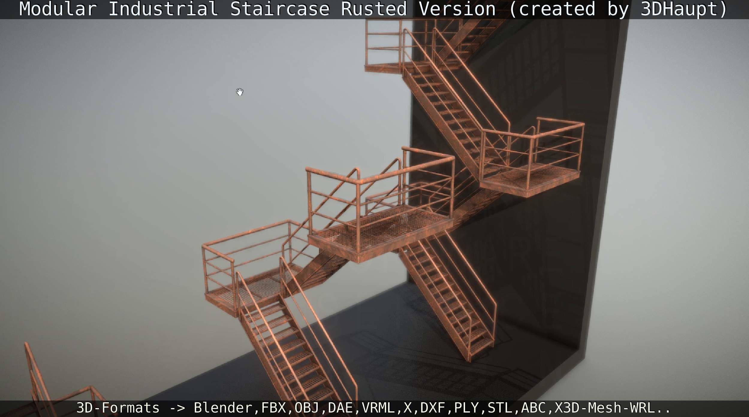 Modular Industrial Staircase Rusted Version - High-Poly 3D model_141