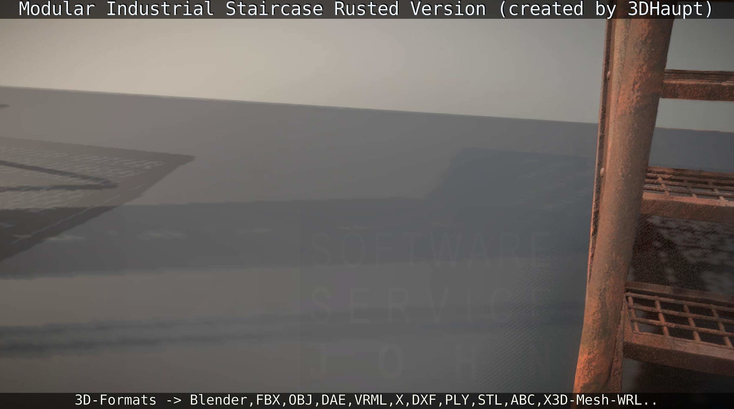 Modular Industrial Staircase Rusted Version - High-Poly 3D model_46