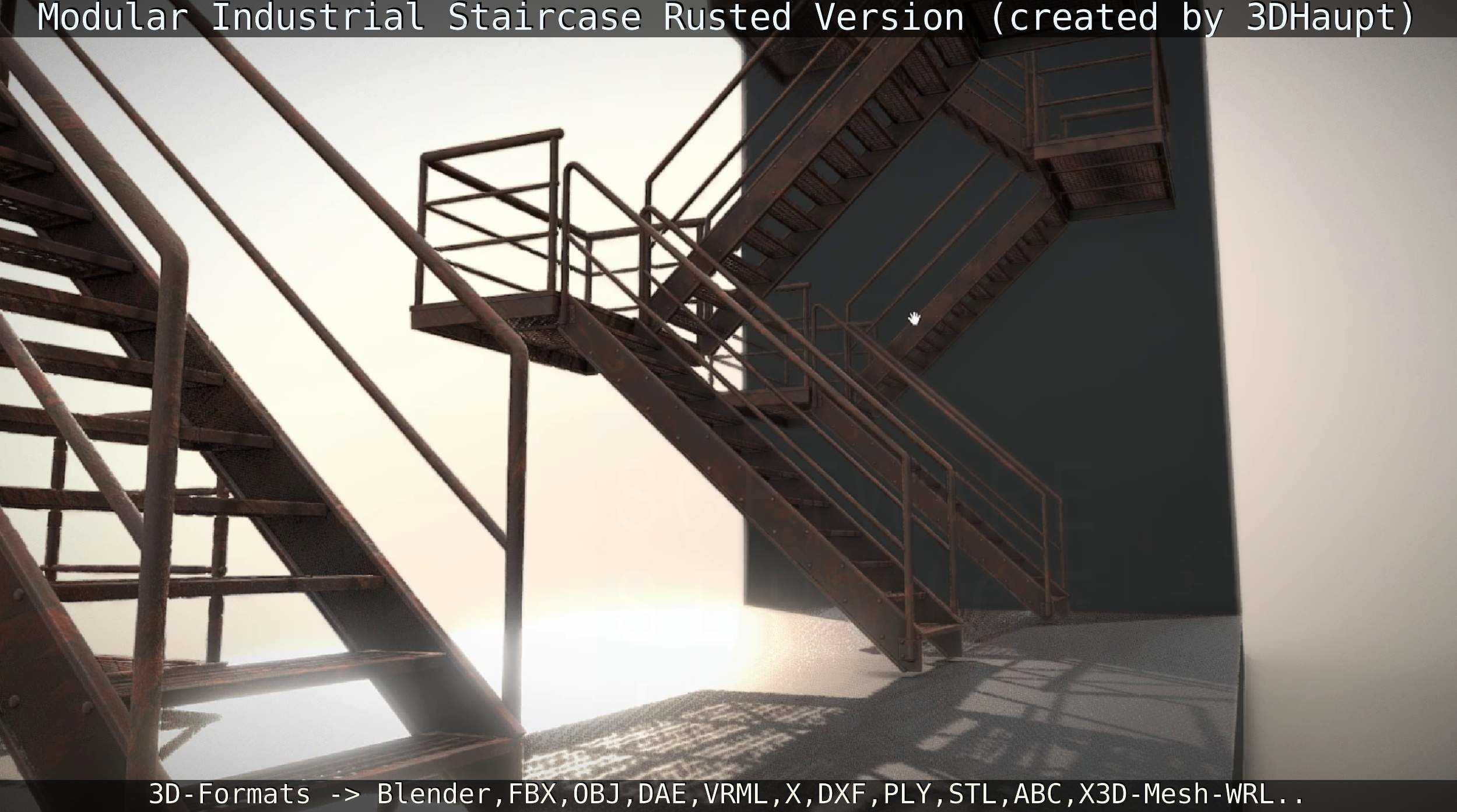 Modular Industrial Staircase Rusted Version - High-Poly 3D model_55