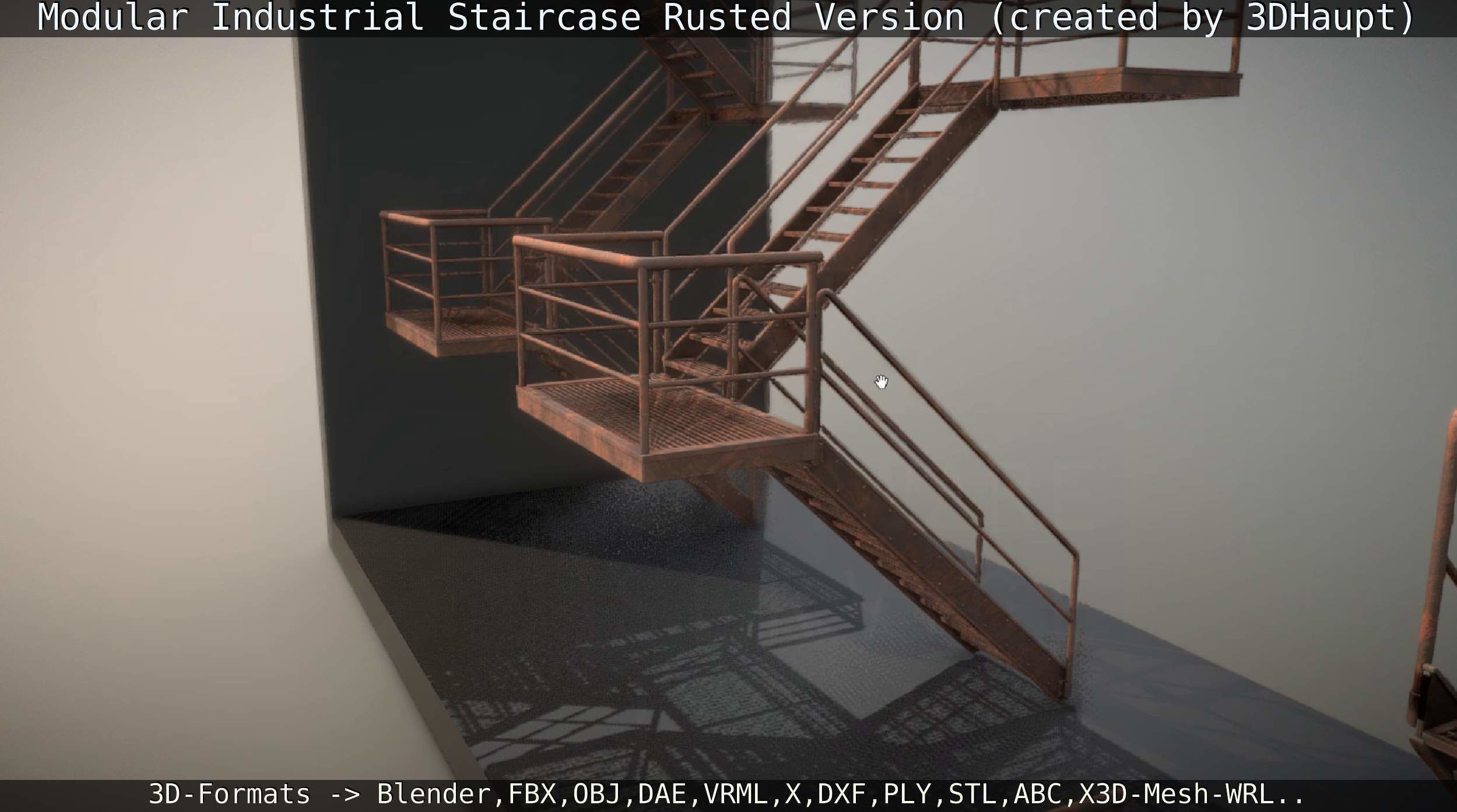 Modular Industrial Staircase Rusted Version - High-Poly 3D model_70