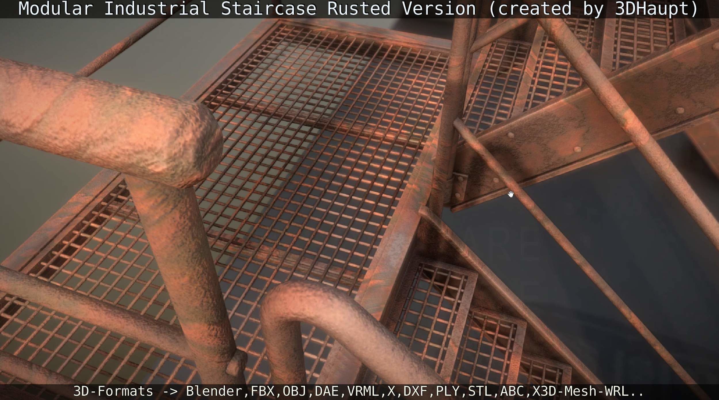 Modular Industrial Staircase Rusted Version - High-Poly 3D model_64