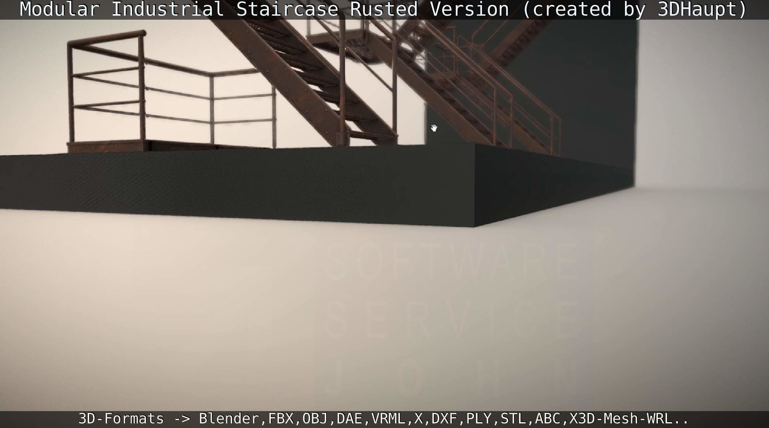 Modular Industrial Staircase Rusted Version - High-Poly 3D model_145