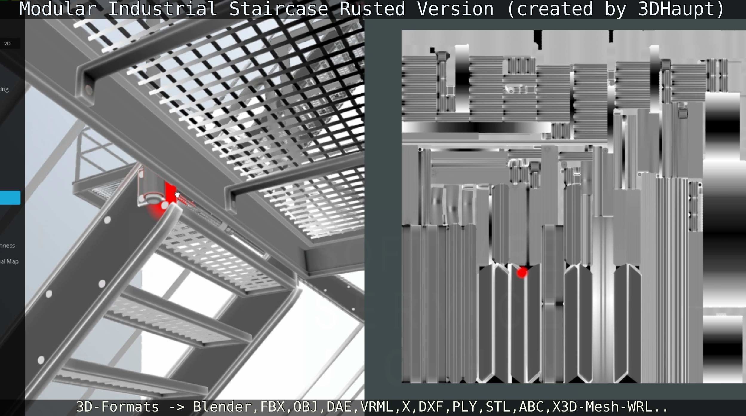 Modular Industrial Staircase Rusted Version - High-Poly 3D model_120