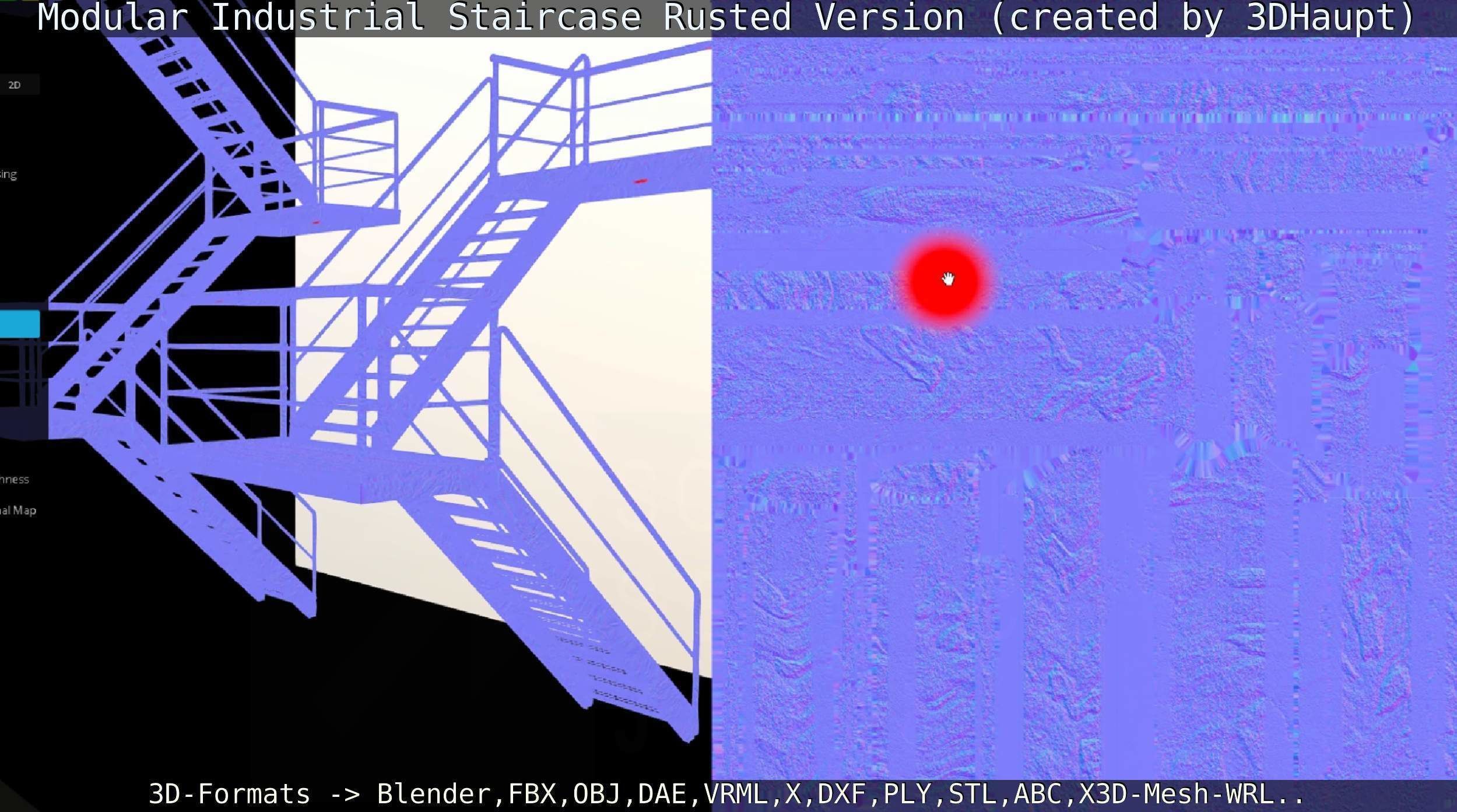 Modular Industrial Staircase Rusted Version - High-Poly 3D model_38