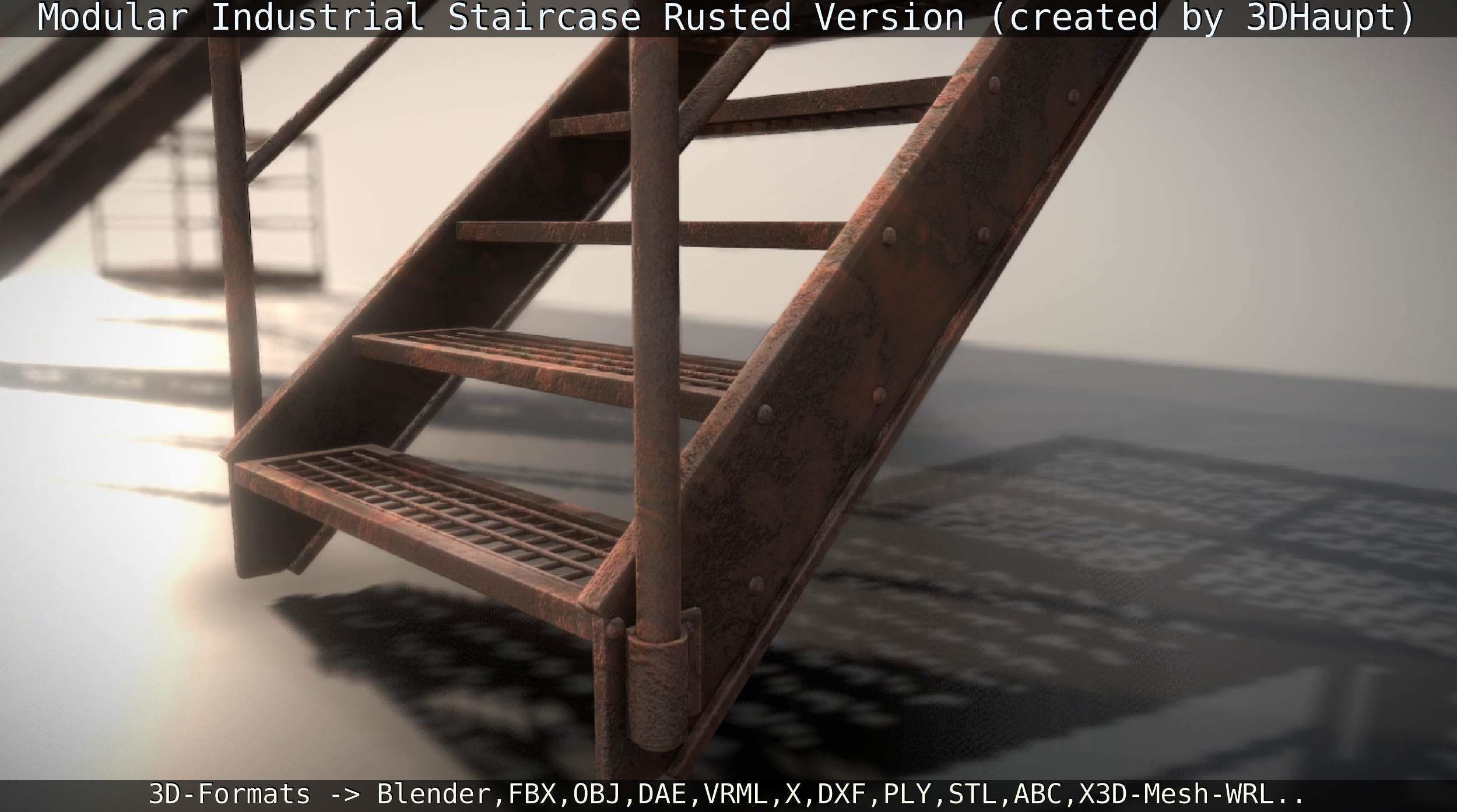 Modular Industrial Staircase Rusted Version - High-Poly 3D model_20