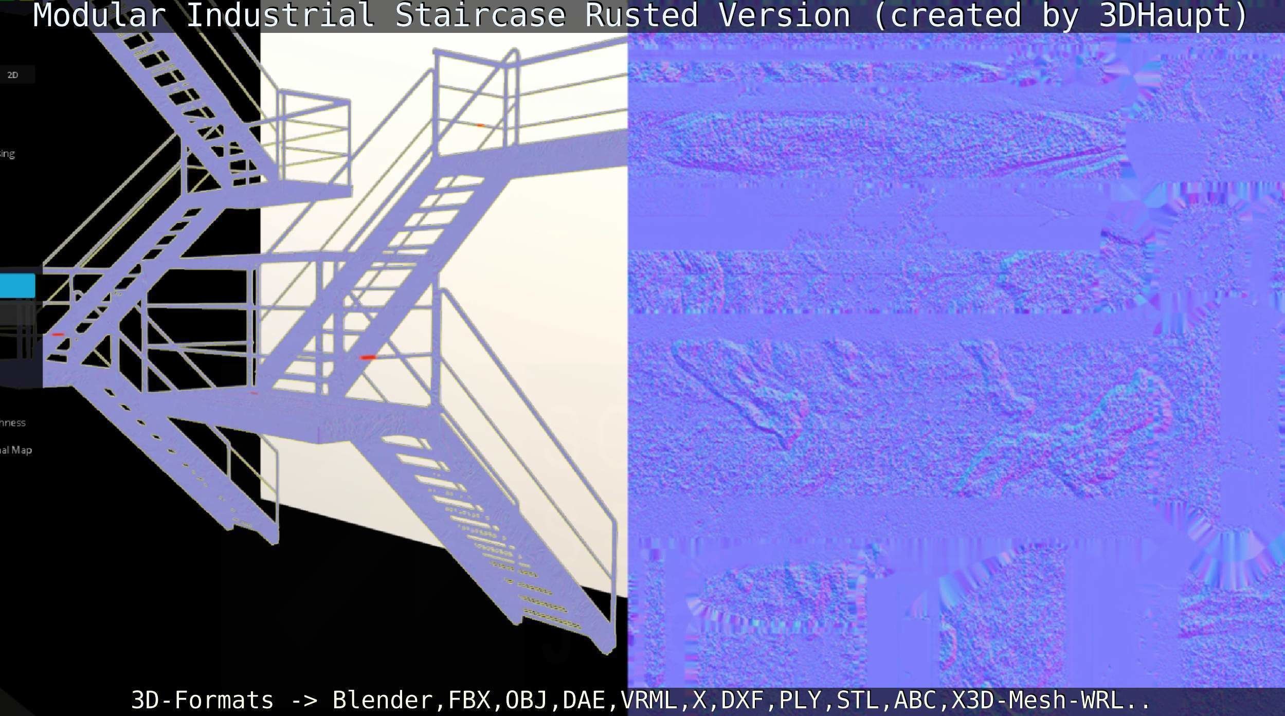 Modular Industrial Staircase Rusted Version - High-Poly 3D model_40