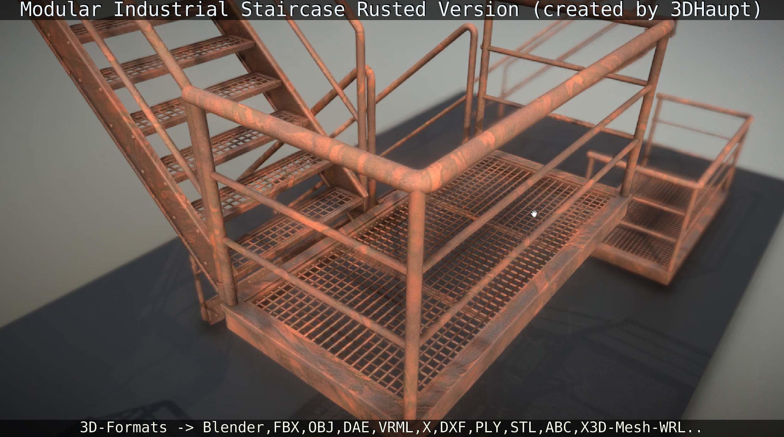 Modular Industrial Staircase Rusted Version - High-Poly 3D model_26