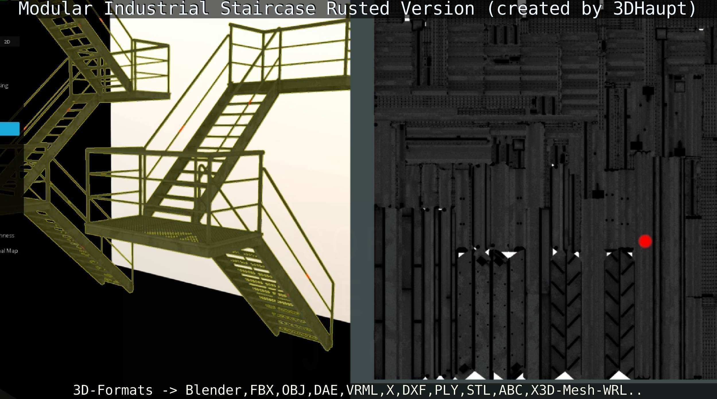 Modular Industrial Staircase Rusted Version - High-Poly 3D model_80