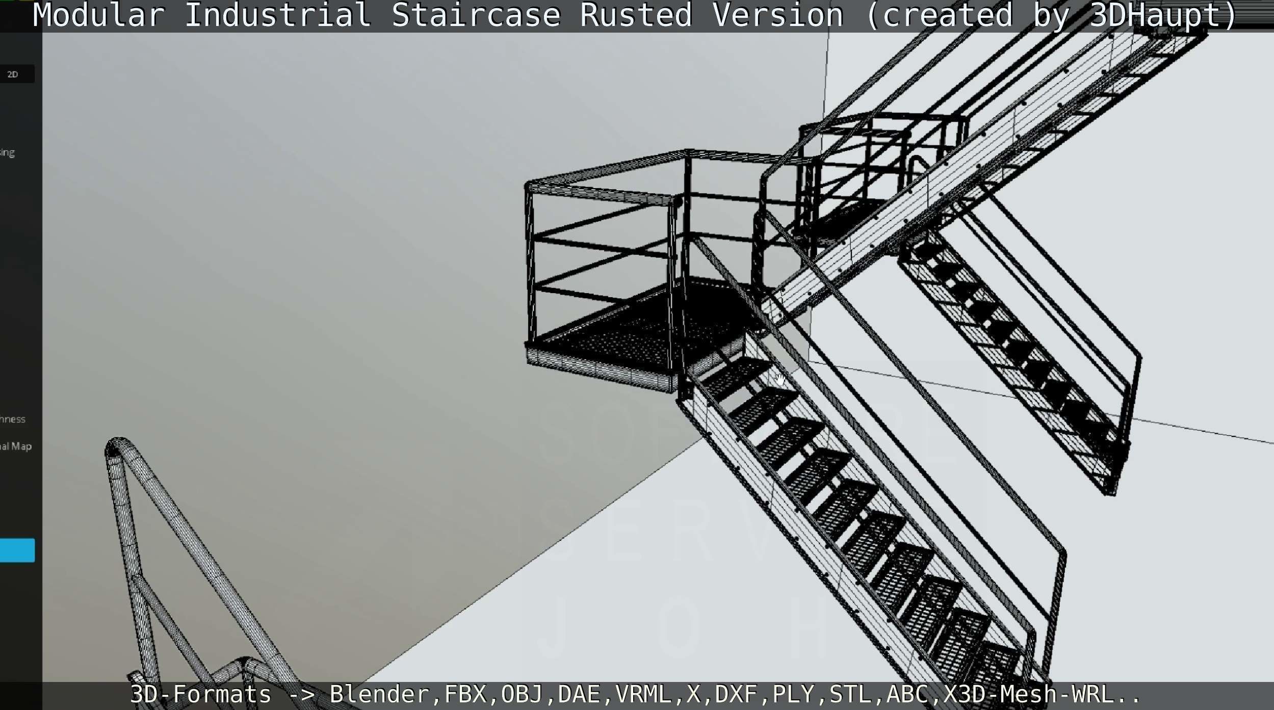 Modular Industrial Staircase Rusted Version - High-Poly 3D model_110