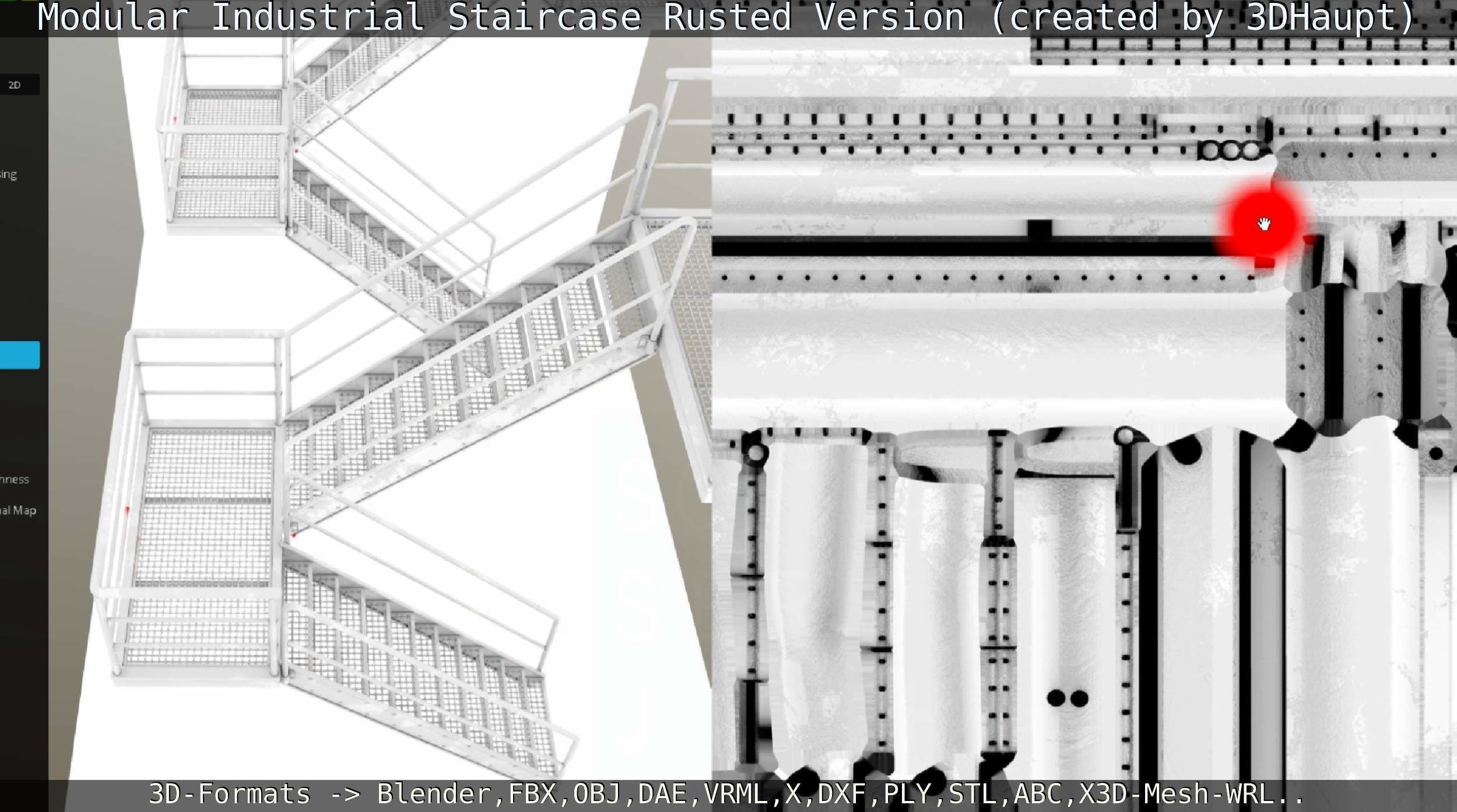 Modular Industrial Staircase Rusted Version - High-Poly 3D model_94