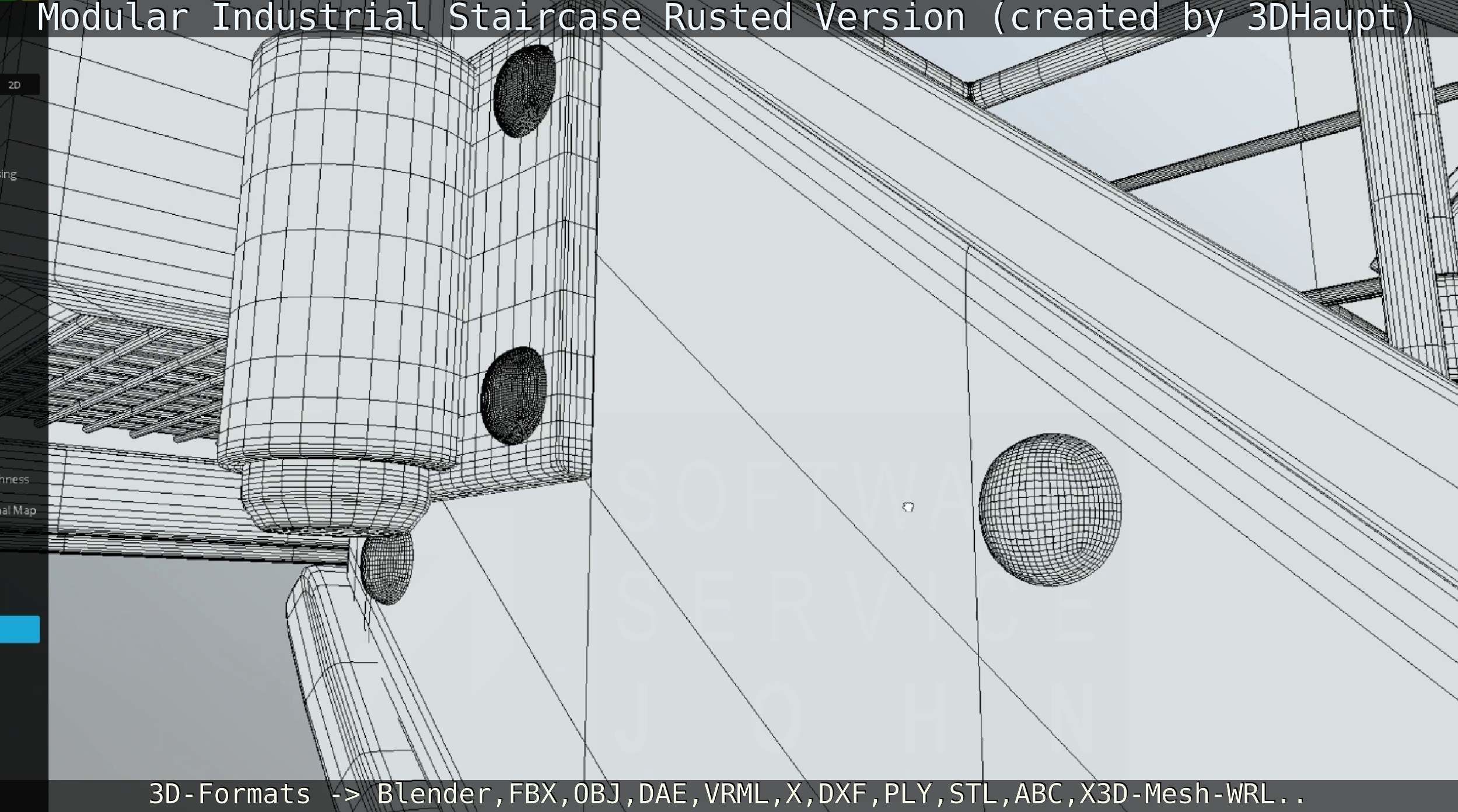 Modular Industrial Staircase Rusted Version - High-Poly 3D model_119