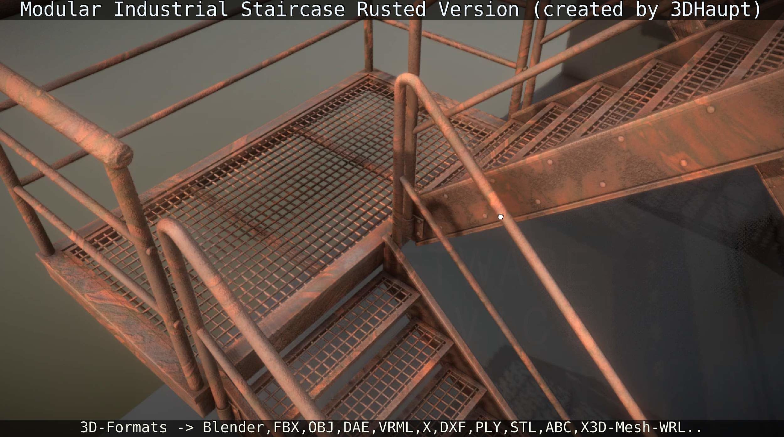 Modular Industrial Staircase Rusted Version - High-Poly 3D model_60