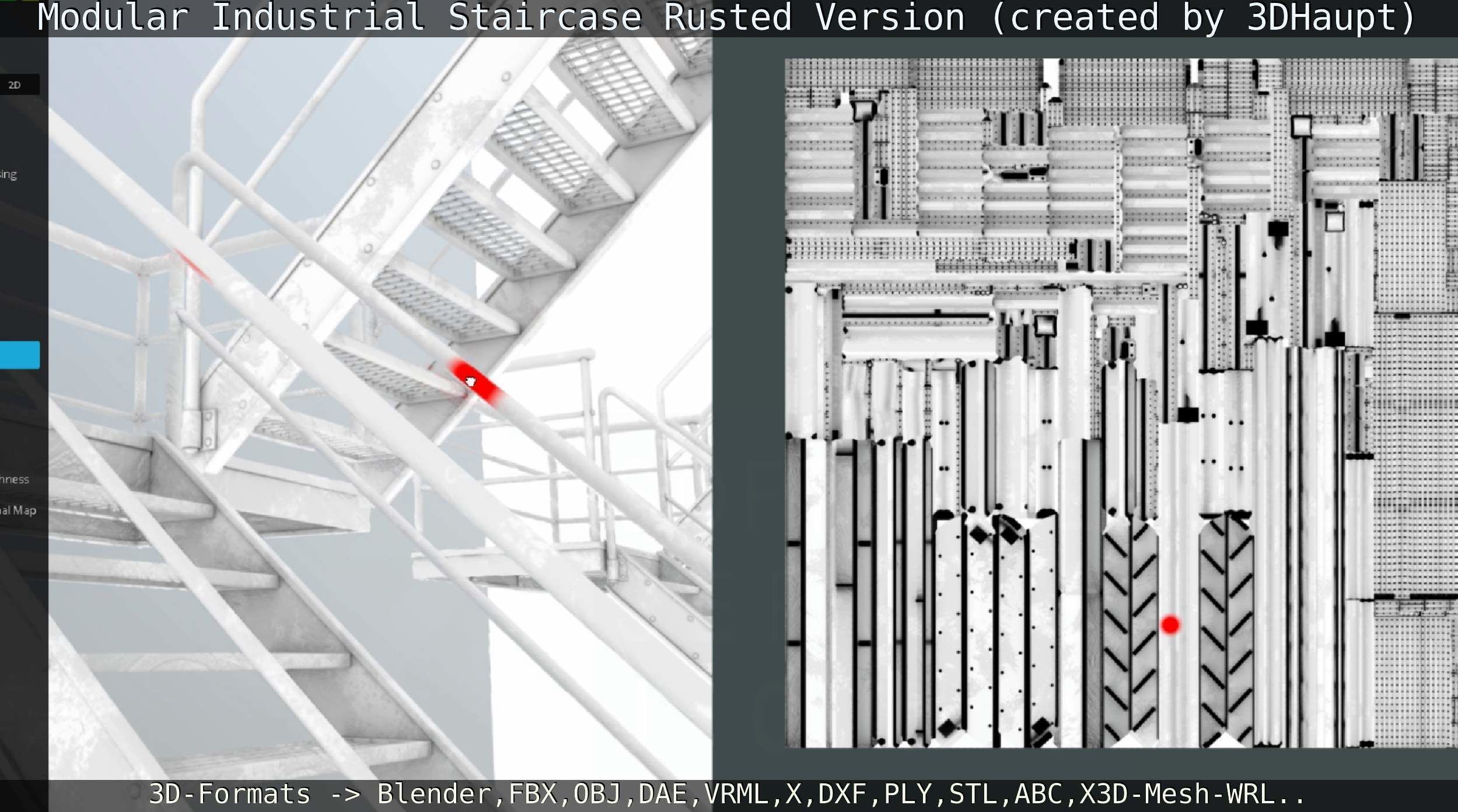 Modular Industrial Staircase Rusted Version - High-Poly 3D model_109