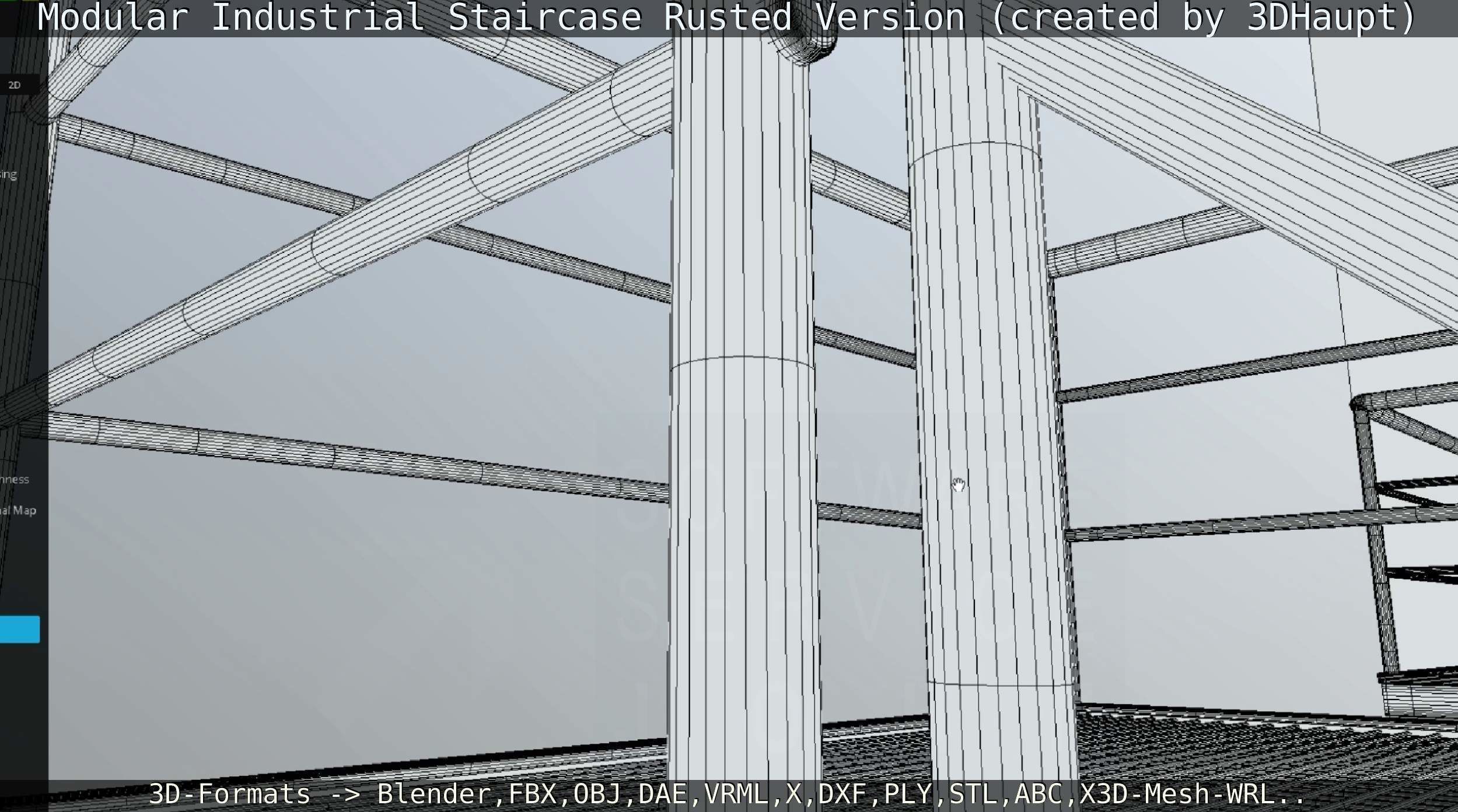 Modular Industrial Staircase Rusted Version - High-Poly 3D model_123