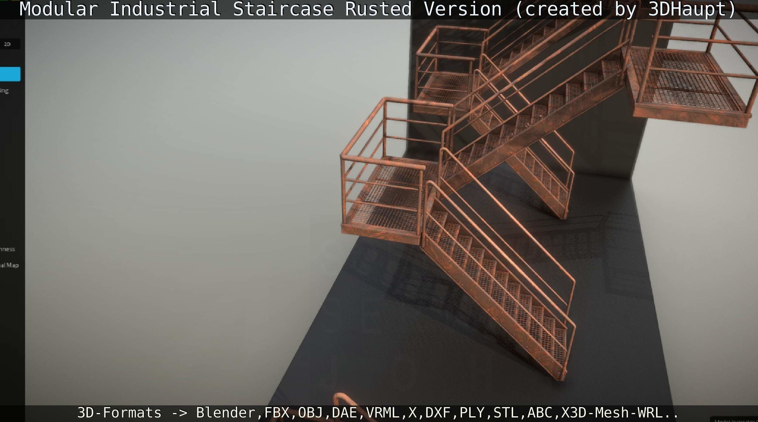 Modular Industrial Staircase Rusted Version - High-Poly 3D model_96