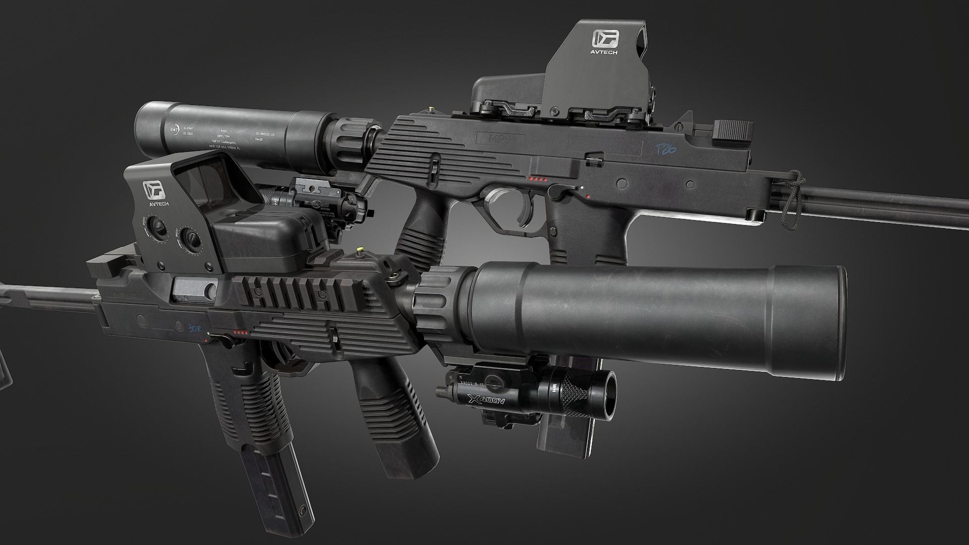 MP9 SUBMACHINE GUN Low-poly 3D model_9