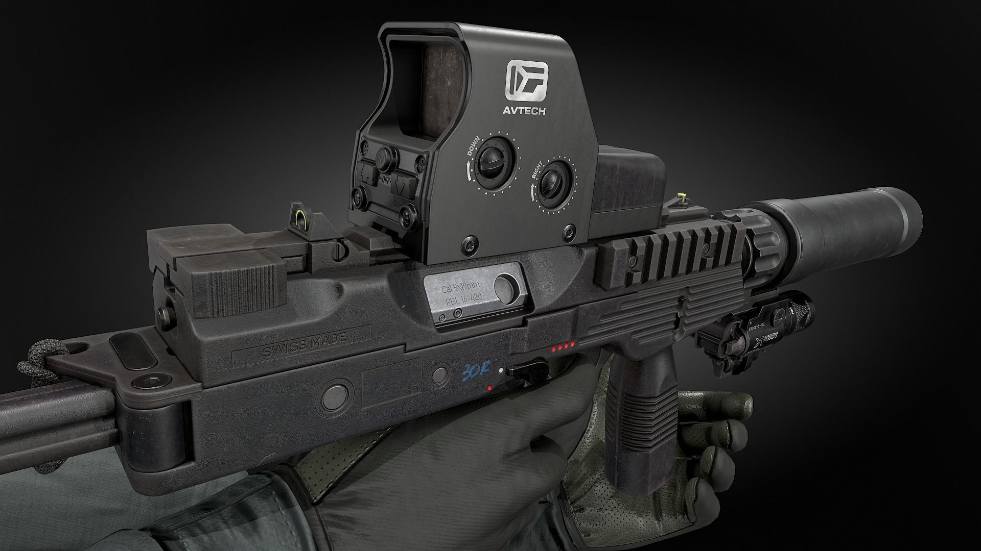 MP9 SUBMACHINE GUN Low-poly 3D model_4