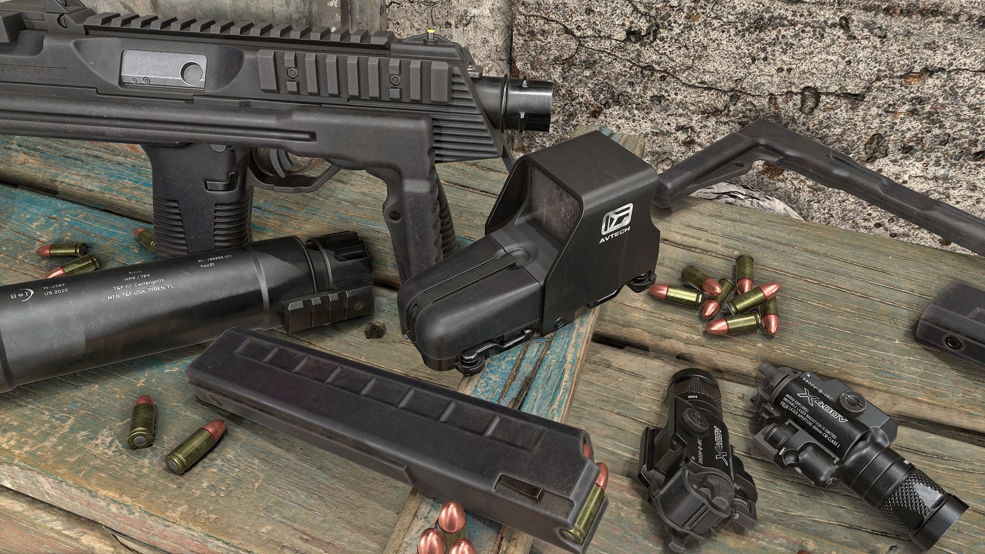 MP9 SUBMACHINE GUN Low-poly 3D model_5