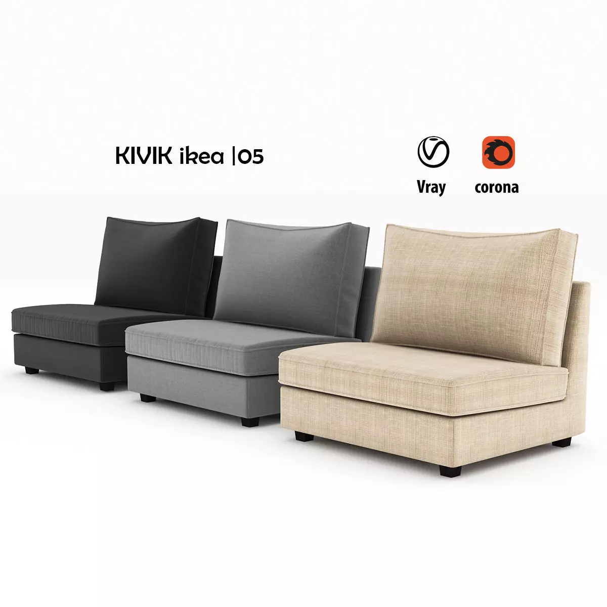 KIVIK5 three lounge chairs 3D model
