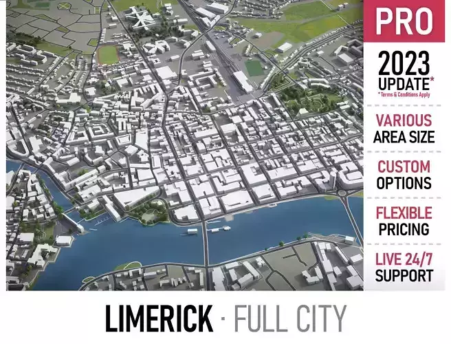 Limerick - 3D City Model Low-poly 3D model