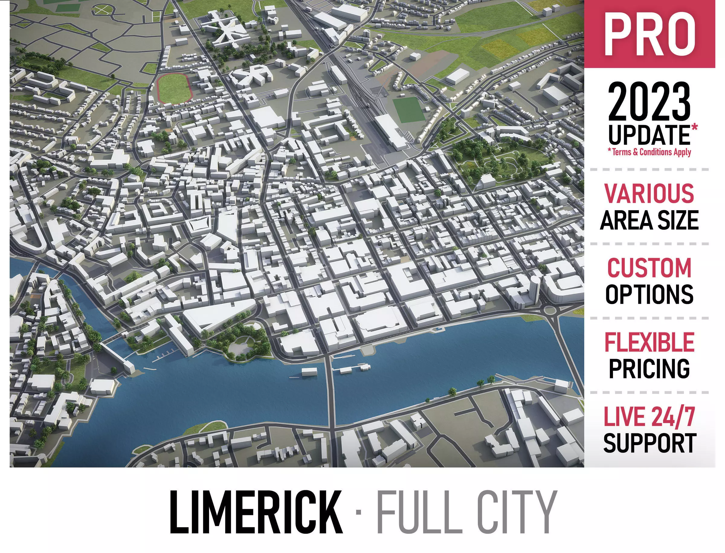 Limerick - 3D City Model Low-poly 3D model_0