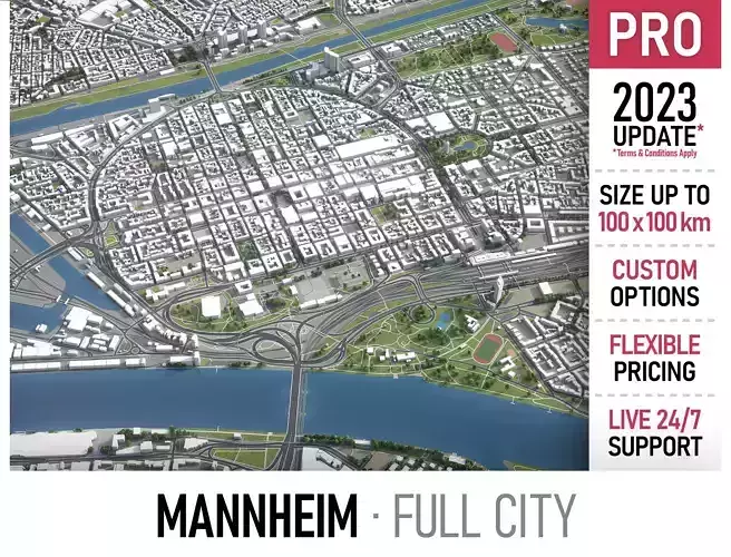 Mannheim Low-poly 3D model